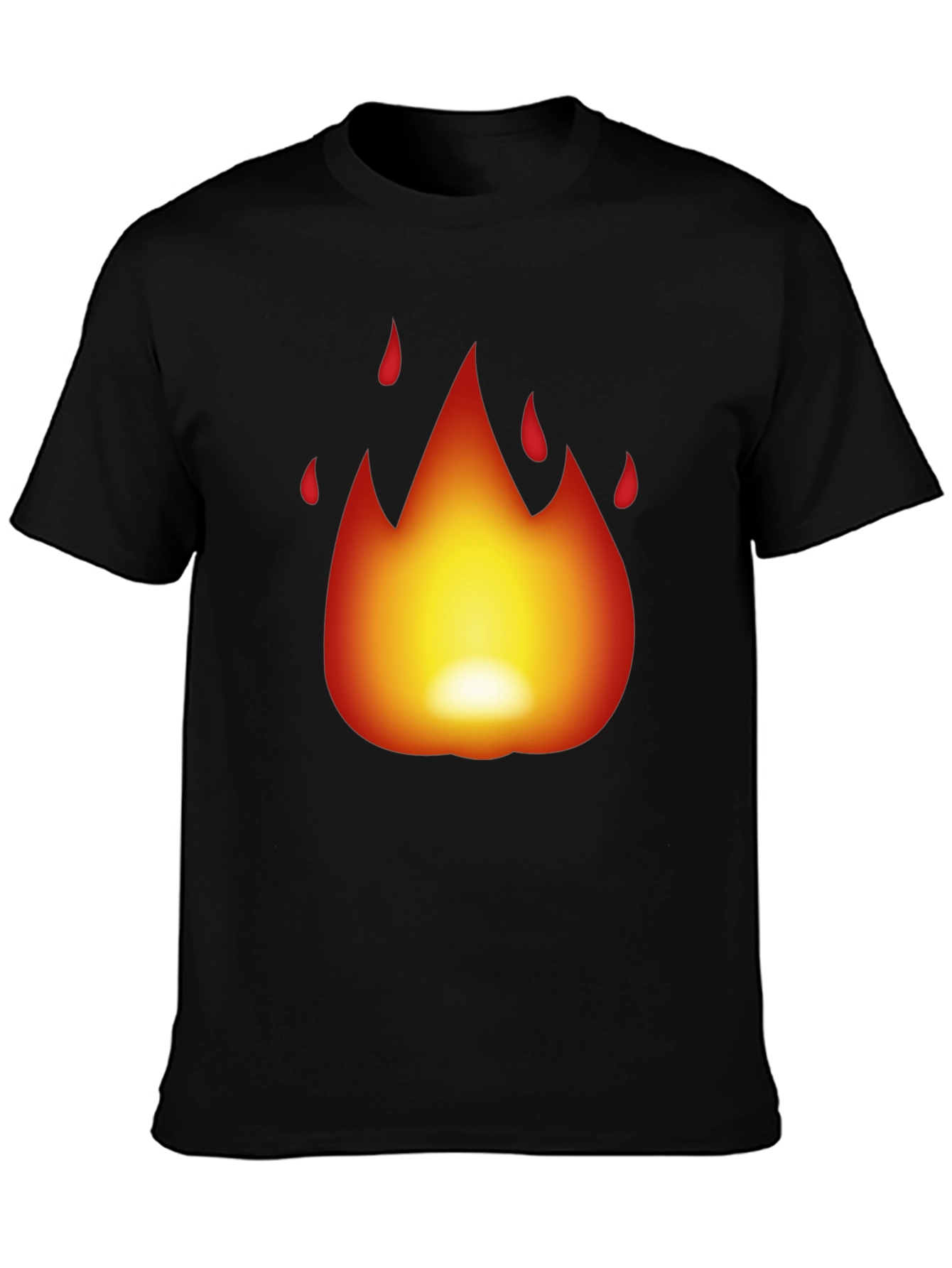 Black Fiery Flame Graphic Black T-Shirt view 3