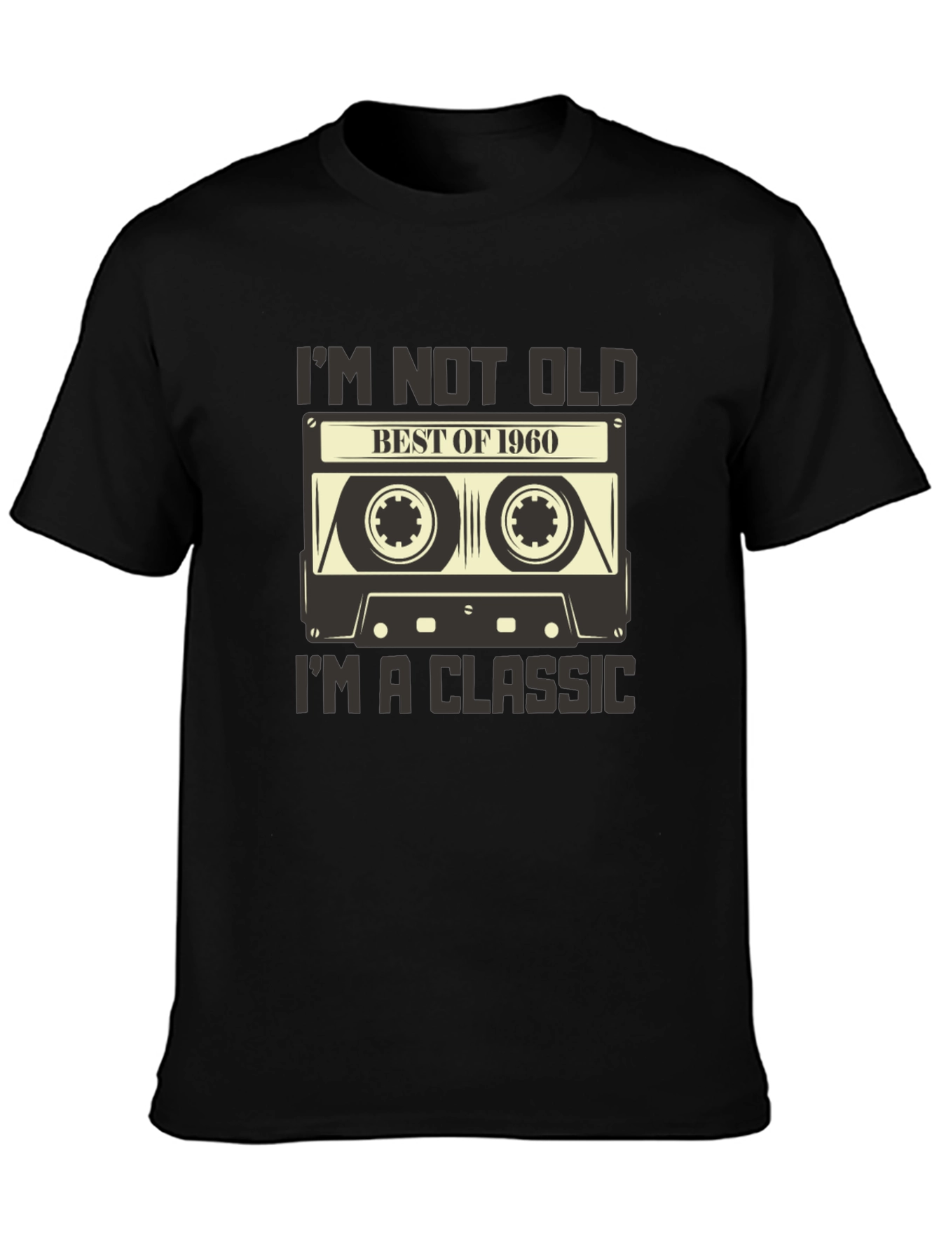 Black Vintage 1960 Cassette Tape Graphic T-Shirt view 3