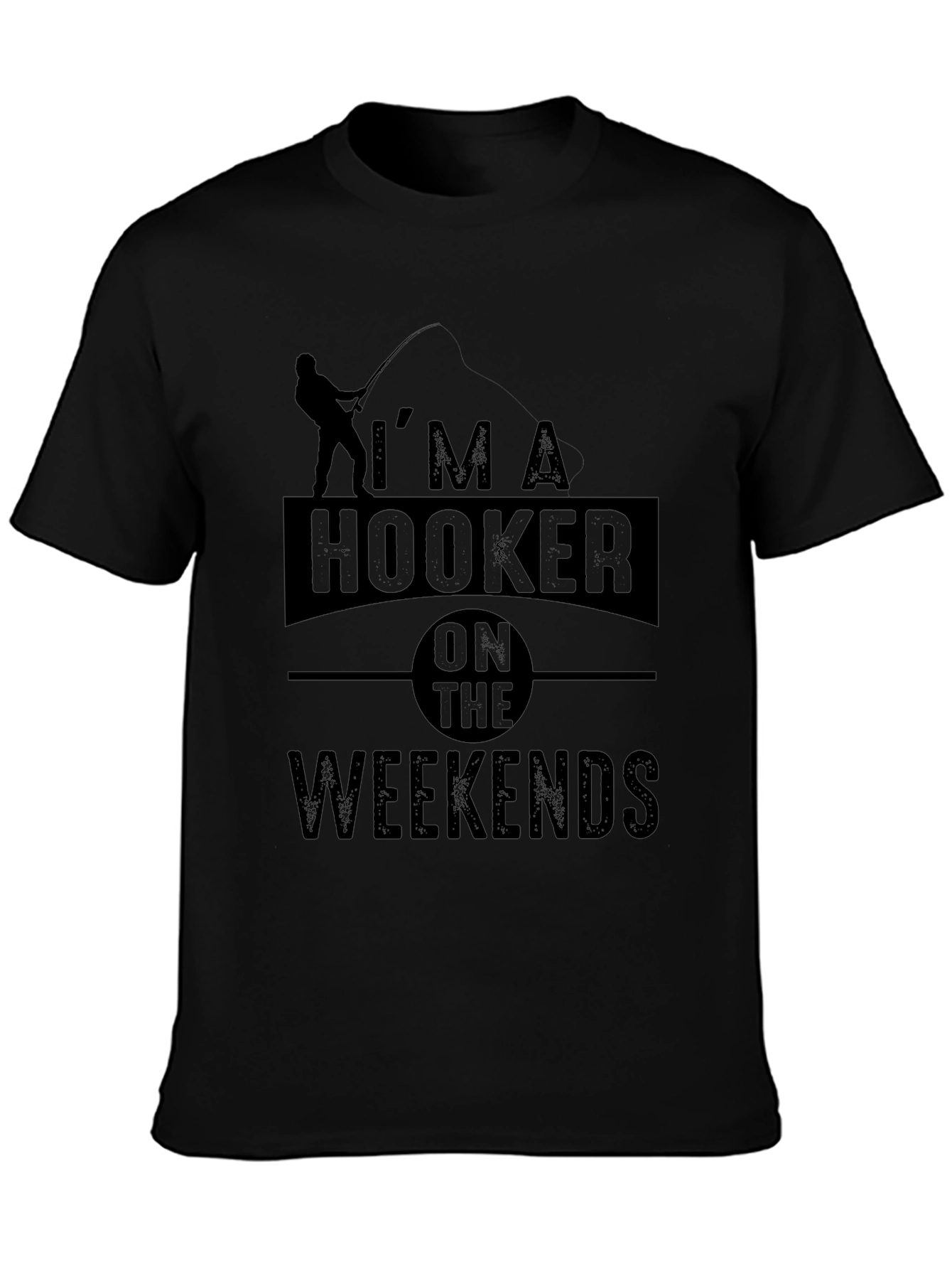 Black I'm A Hooker On The Weekends Fishing T-Shirt view 3