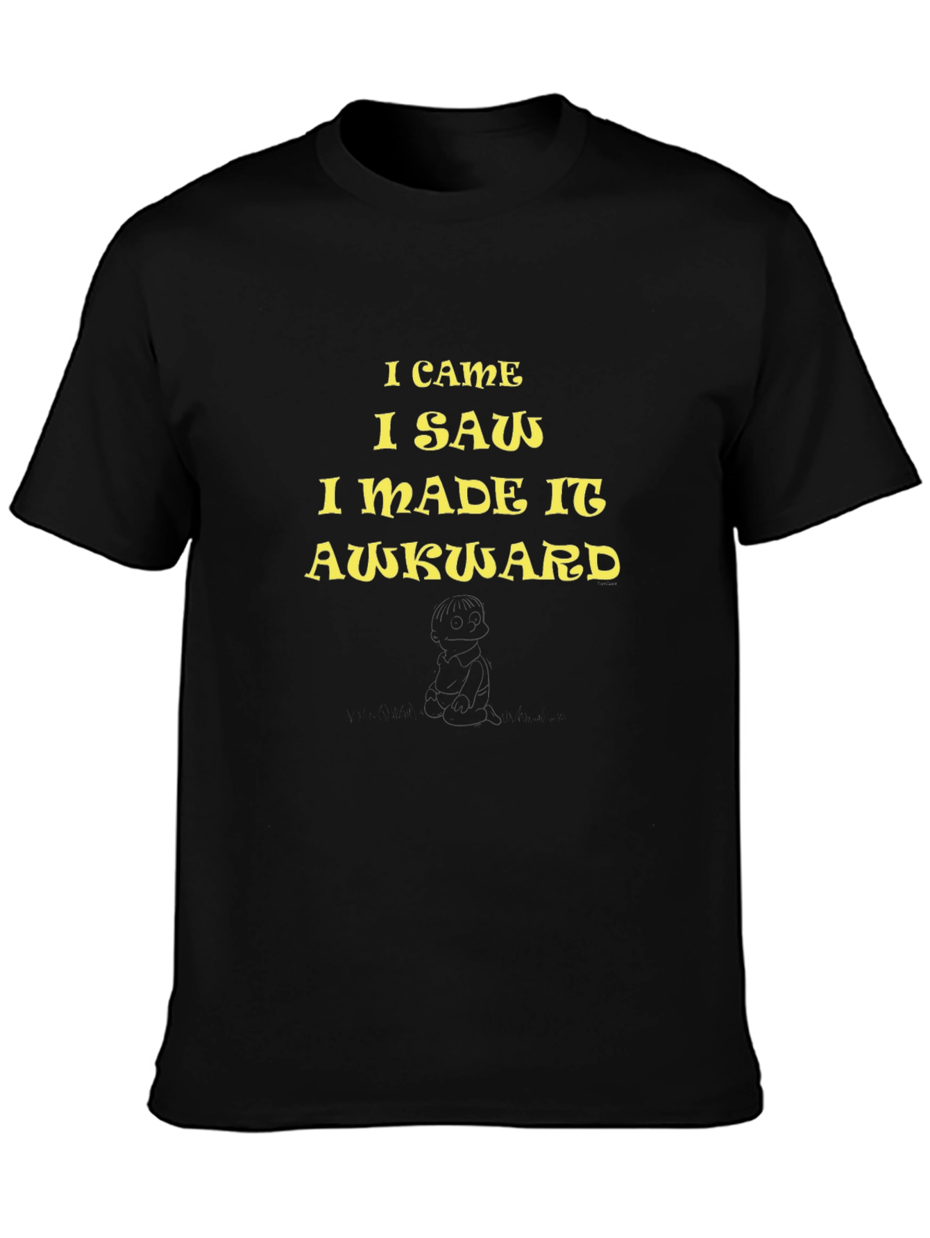 Black Awkward Slogan Graphic T-Shirt - Casual Style view 3