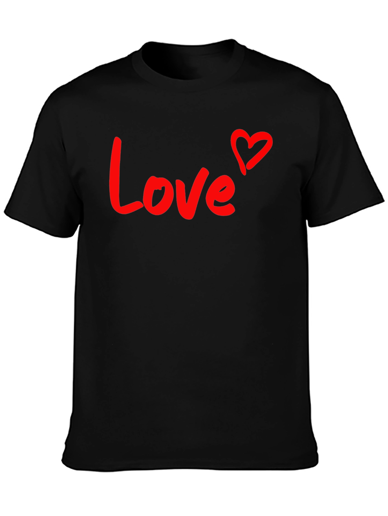 Black Love Heart Graphic Tee - Black Cotton Blend view 3