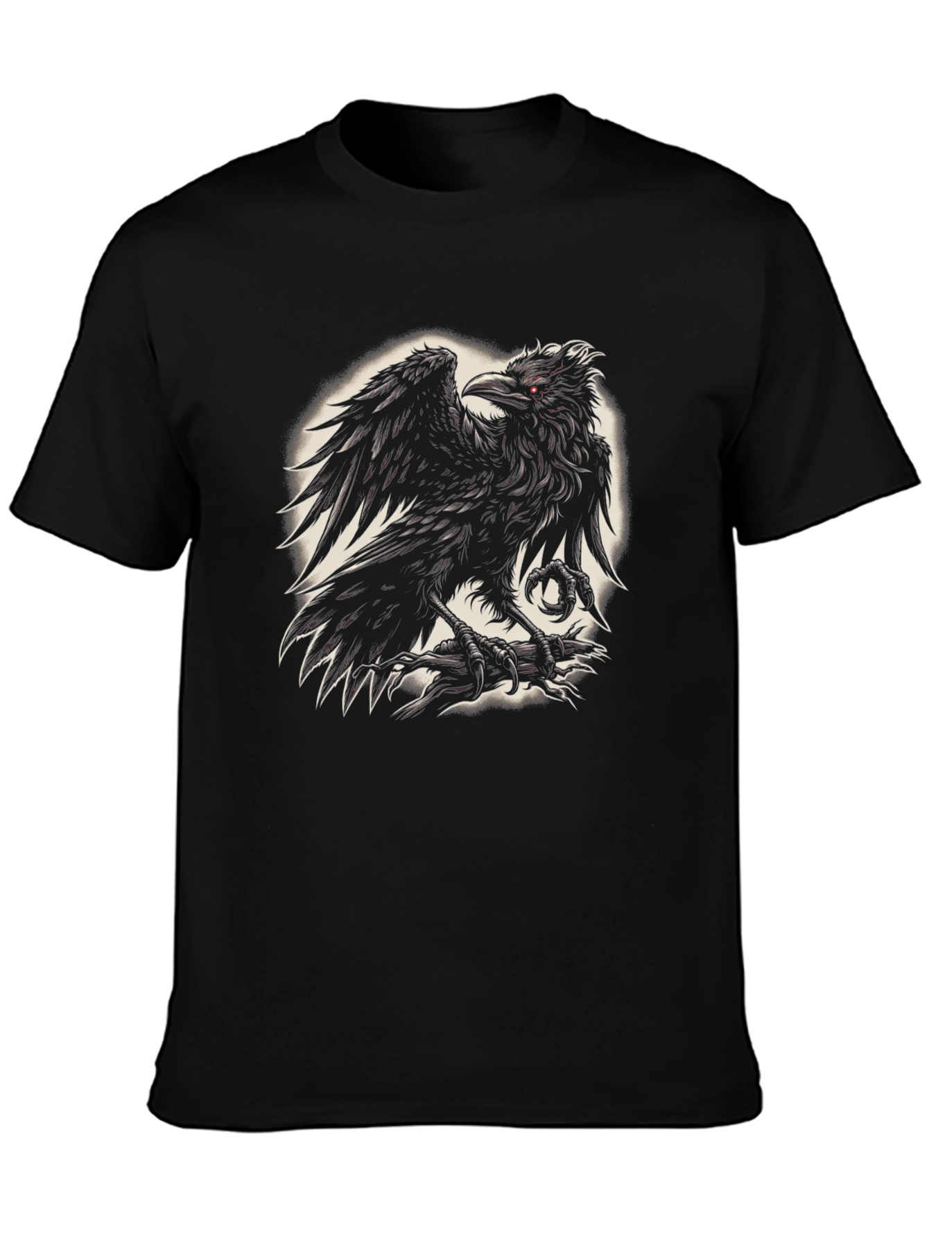 Black Raven Graphic Tee - Black Crew Neck T-Shirt view 3