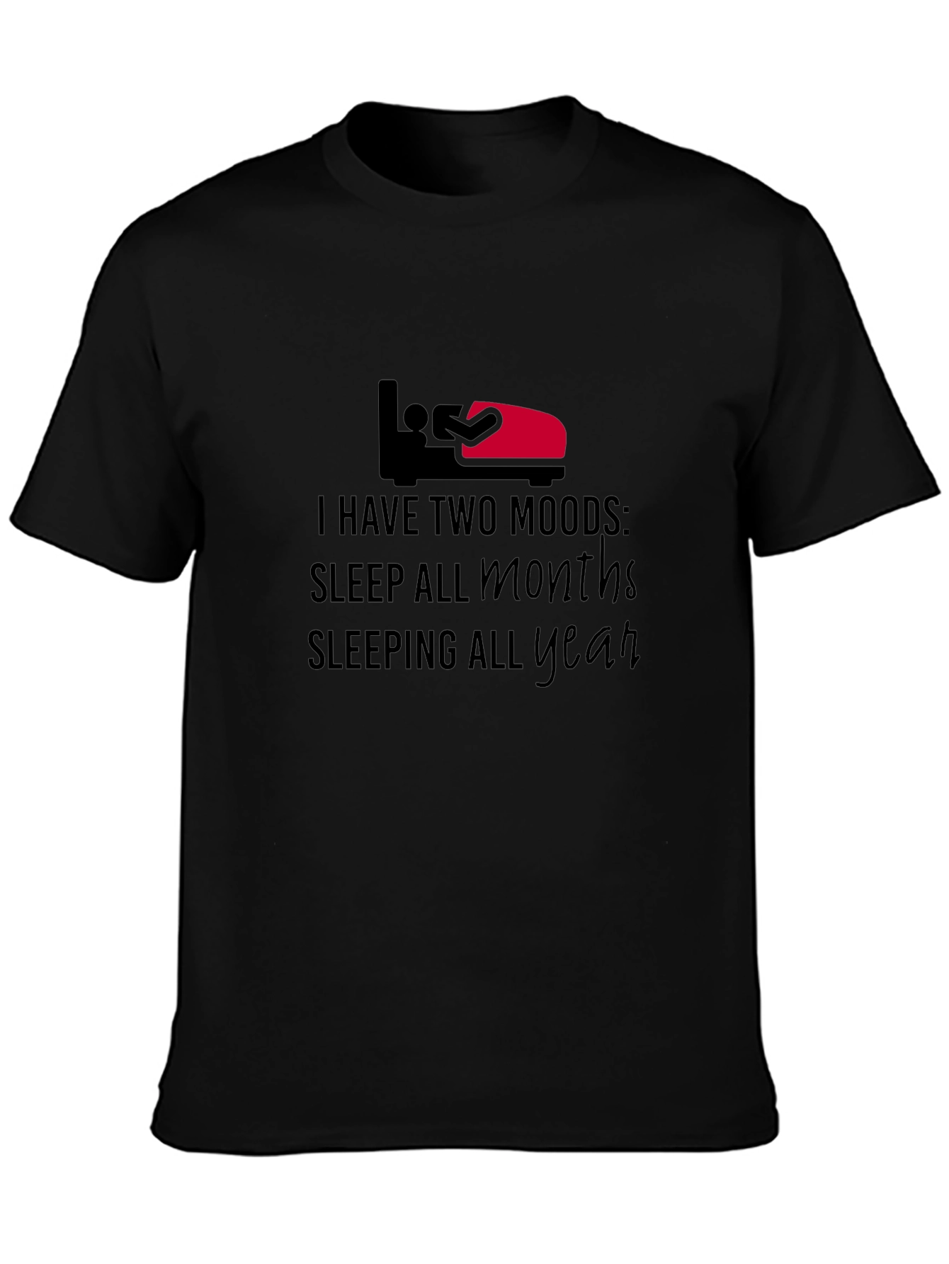 Black Two Moods Sleep T-Shirt view 3