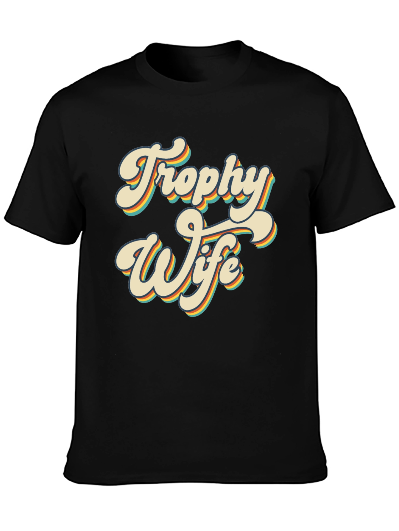 Black Retro Trophy Wife Graphic T-Shirt - Black view 3