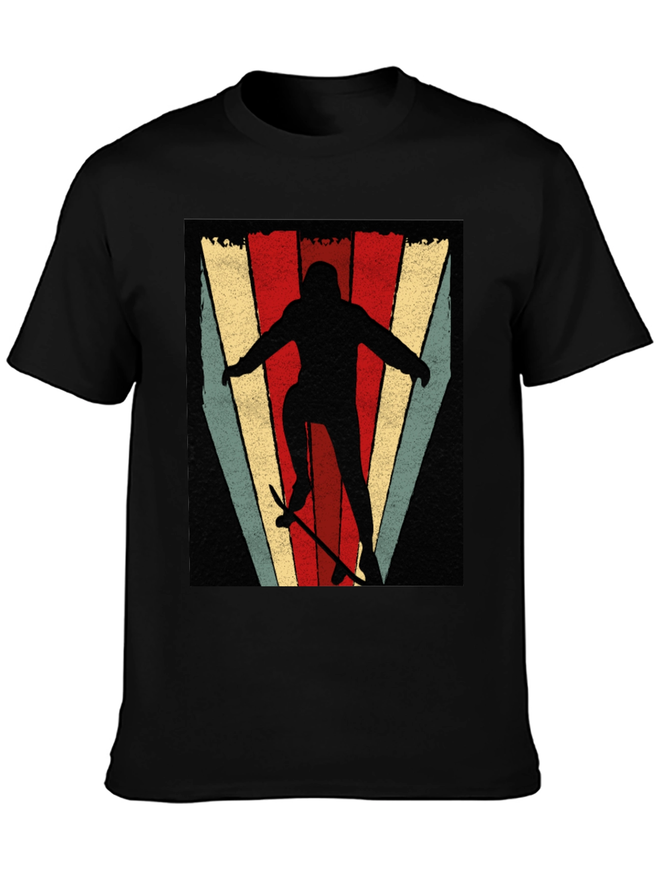 Black Retro Skateboarder Graphic T-Shirt view 3