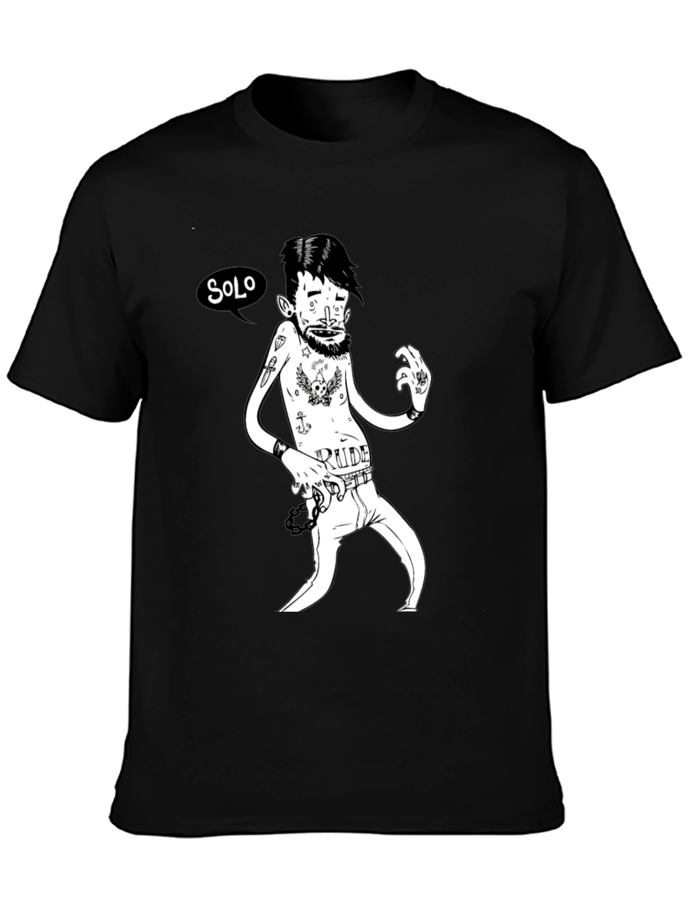 Black Solo Rude Tattoo T-Shirt view 3