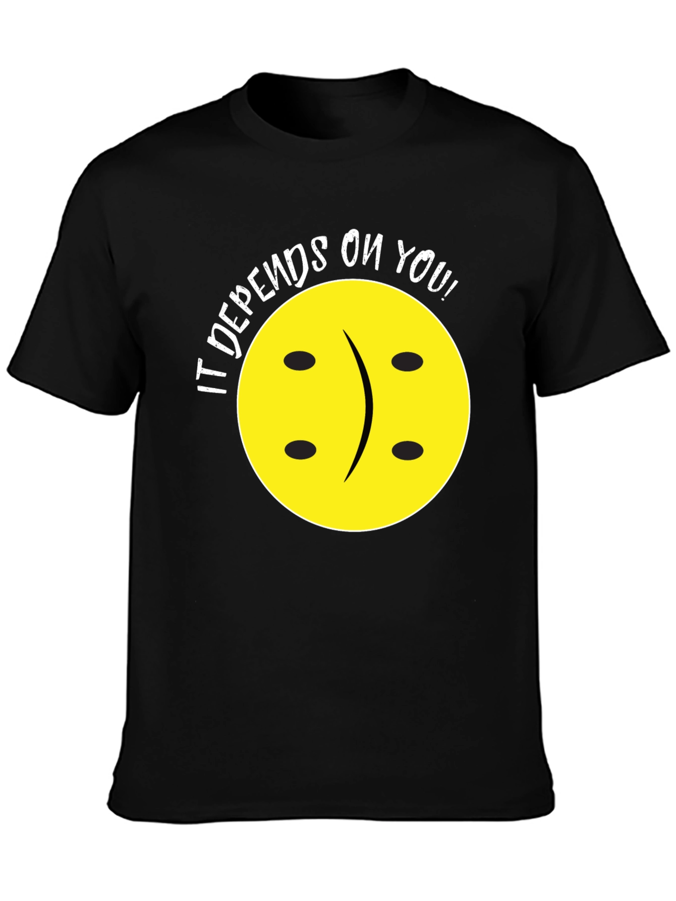 Black Depends On You T-Shirt - Funny Graphic Tee view 3