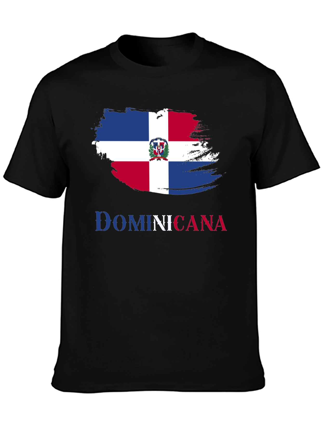 Black Dominicana Flag T-Shirt - Men's Short Sleeve Tee view 3