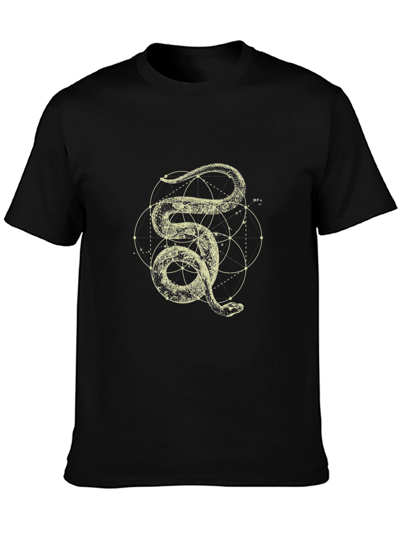 Black Geometric Snake Graphic Tee - Modern Style view 3