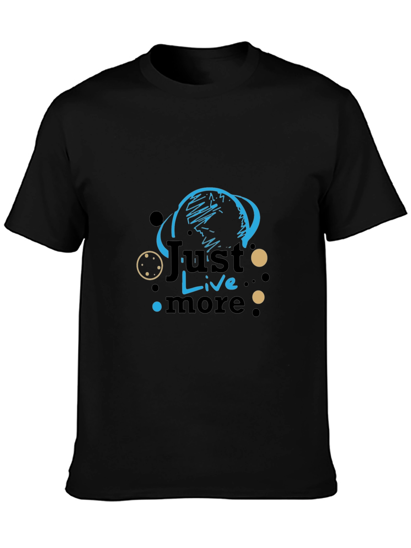 Black Just Live More Graphic Tee - Stylish Black T-Shirt view 3