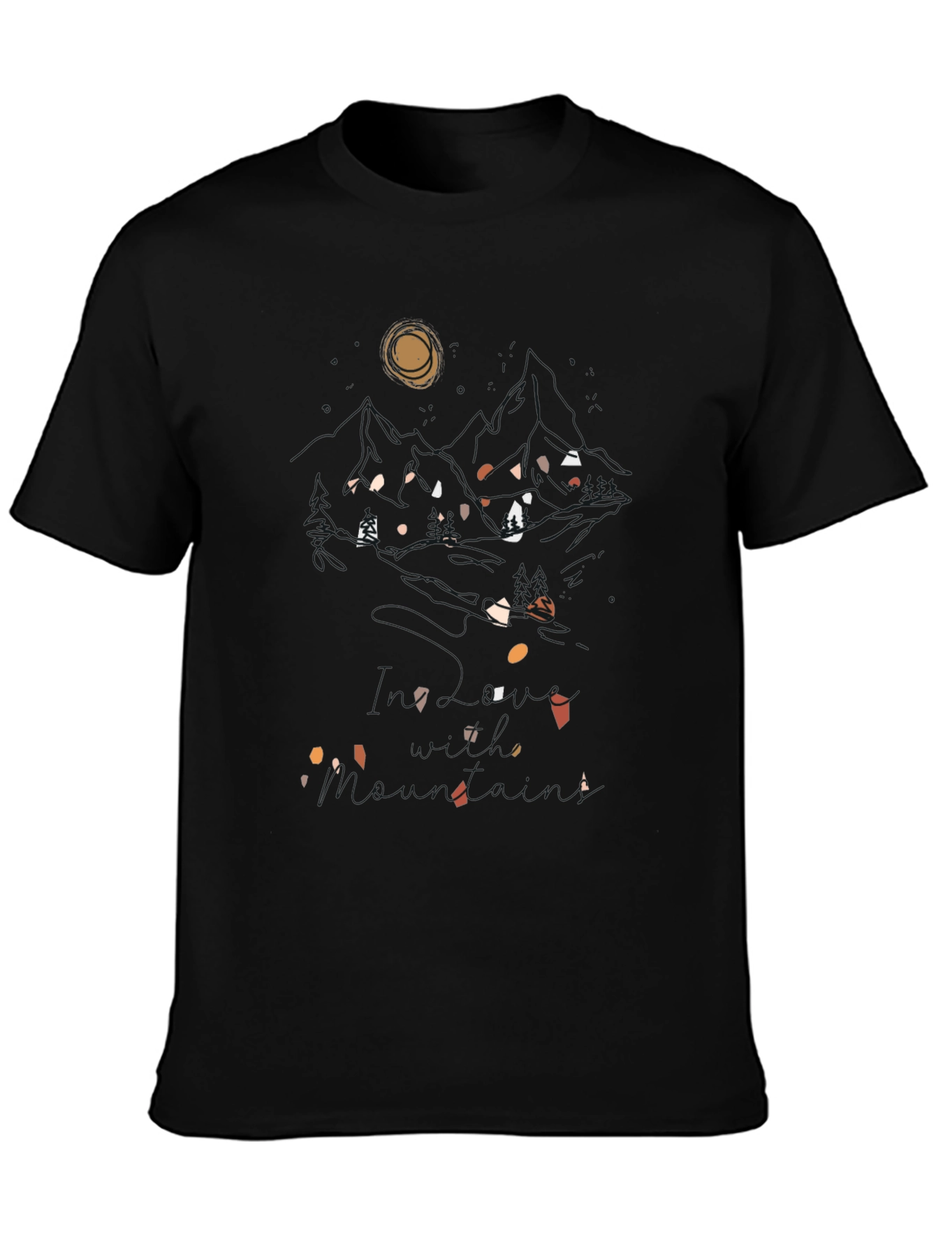 Black Abstract Print Black T-Shirt view 3