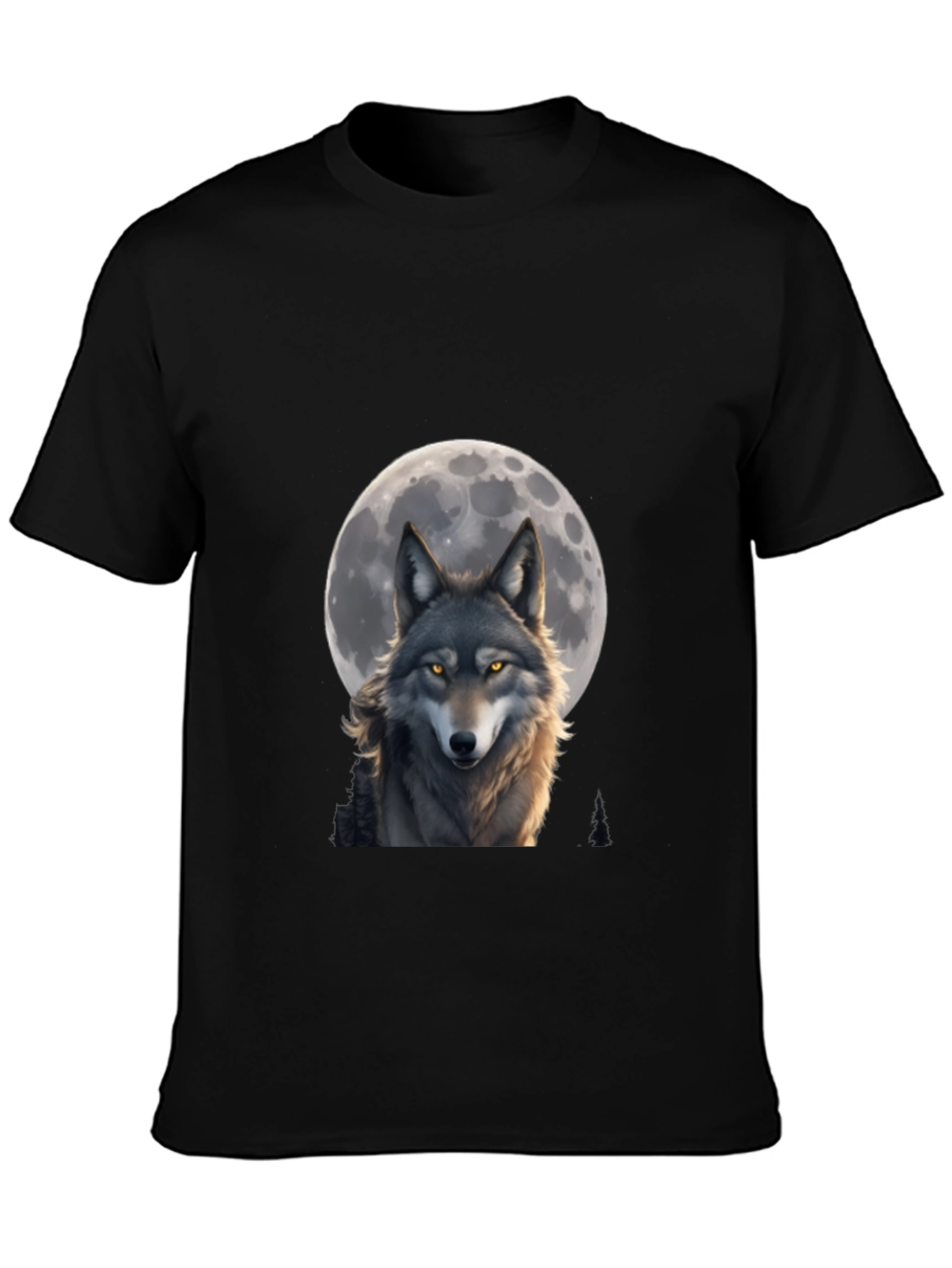 Black Wolf Moon T-Shirt - Artistic Wildlife Design view 3