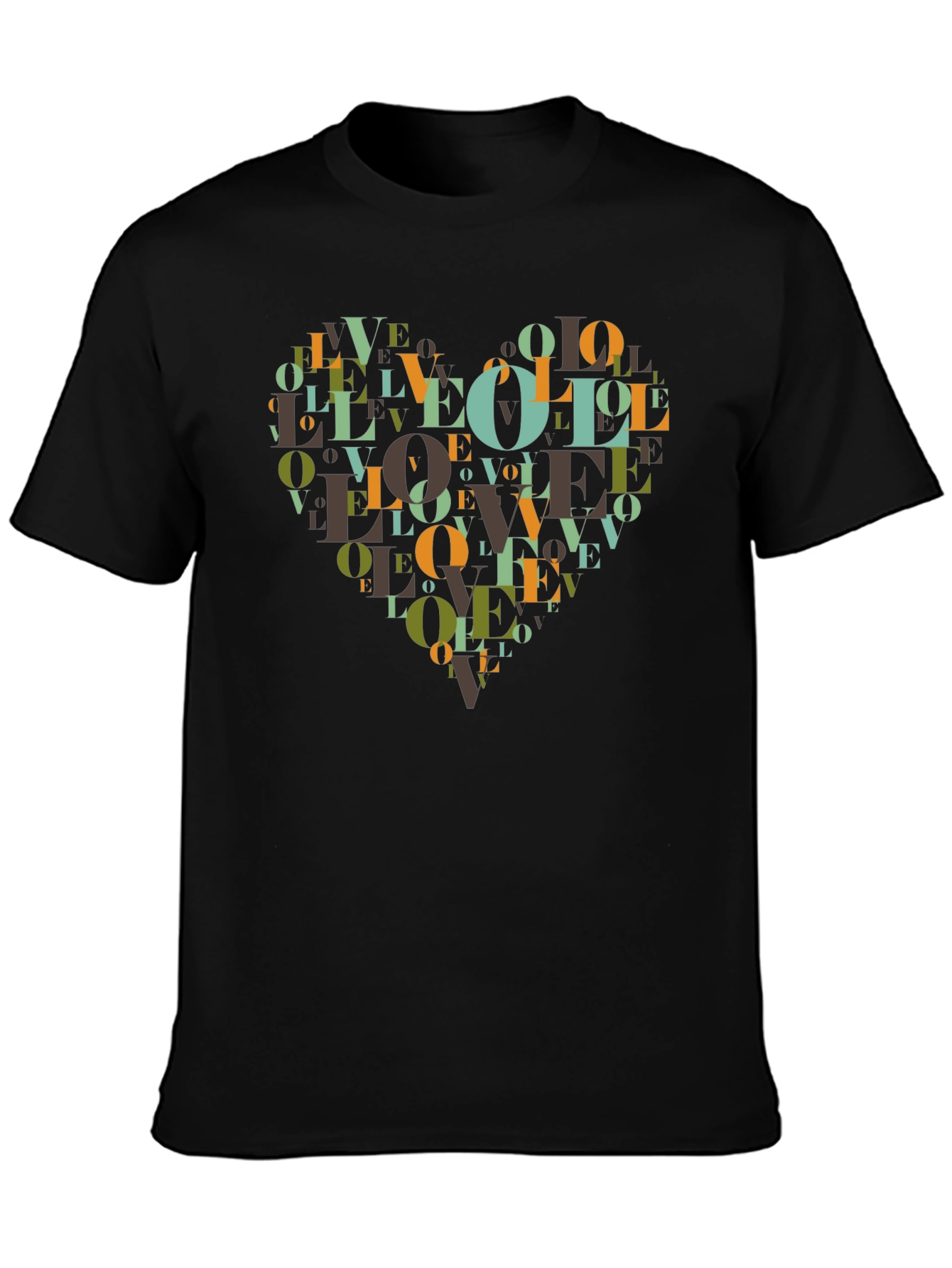 Black Love Heart Graphic Black T-Shirt view 3