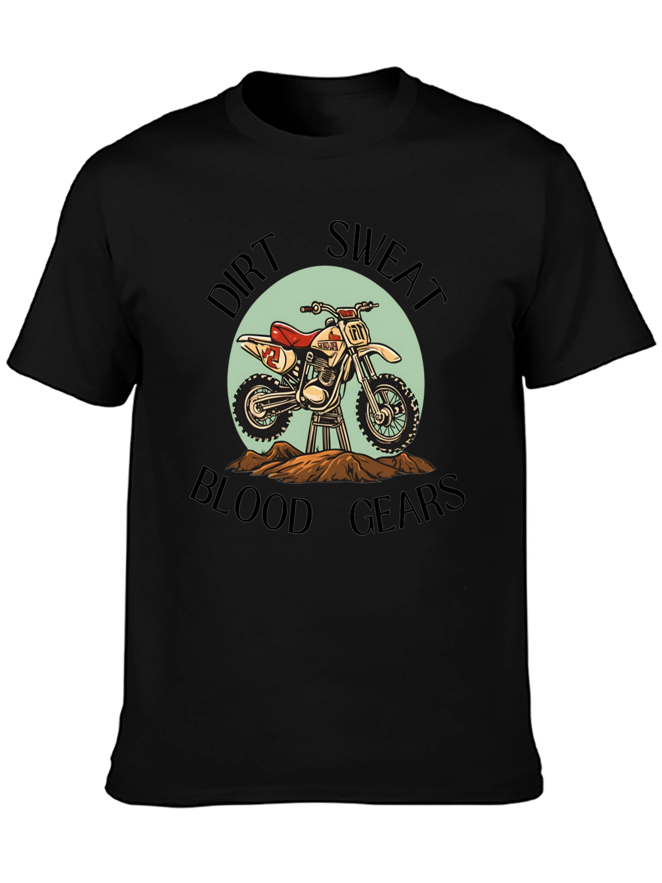 Black Dirt Bike T-Shirt: Sweat, Blood, & Gears view 3