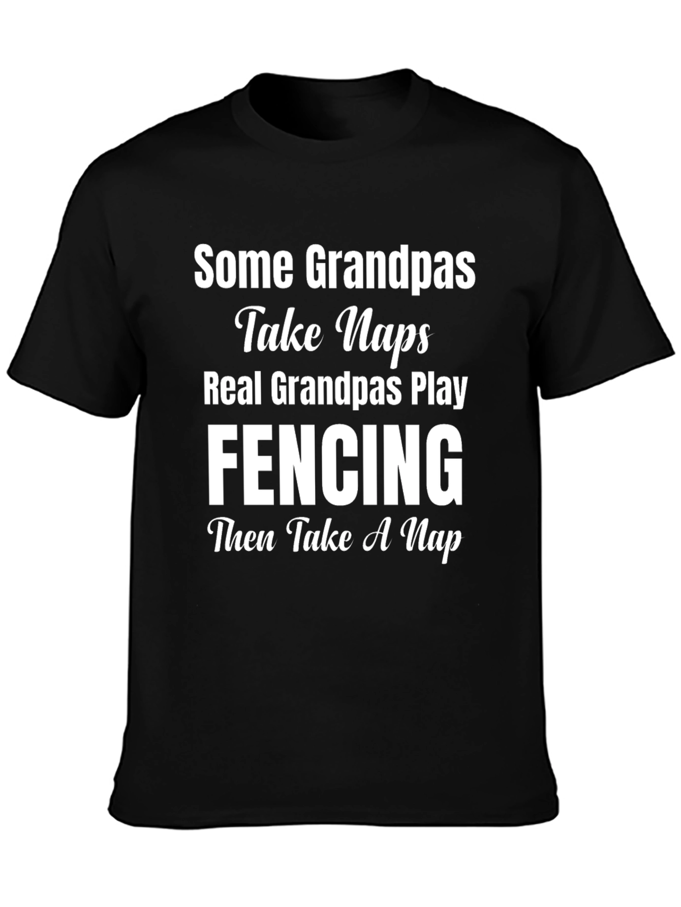Black Funny Fencing Grandpa T-Shirt view 3