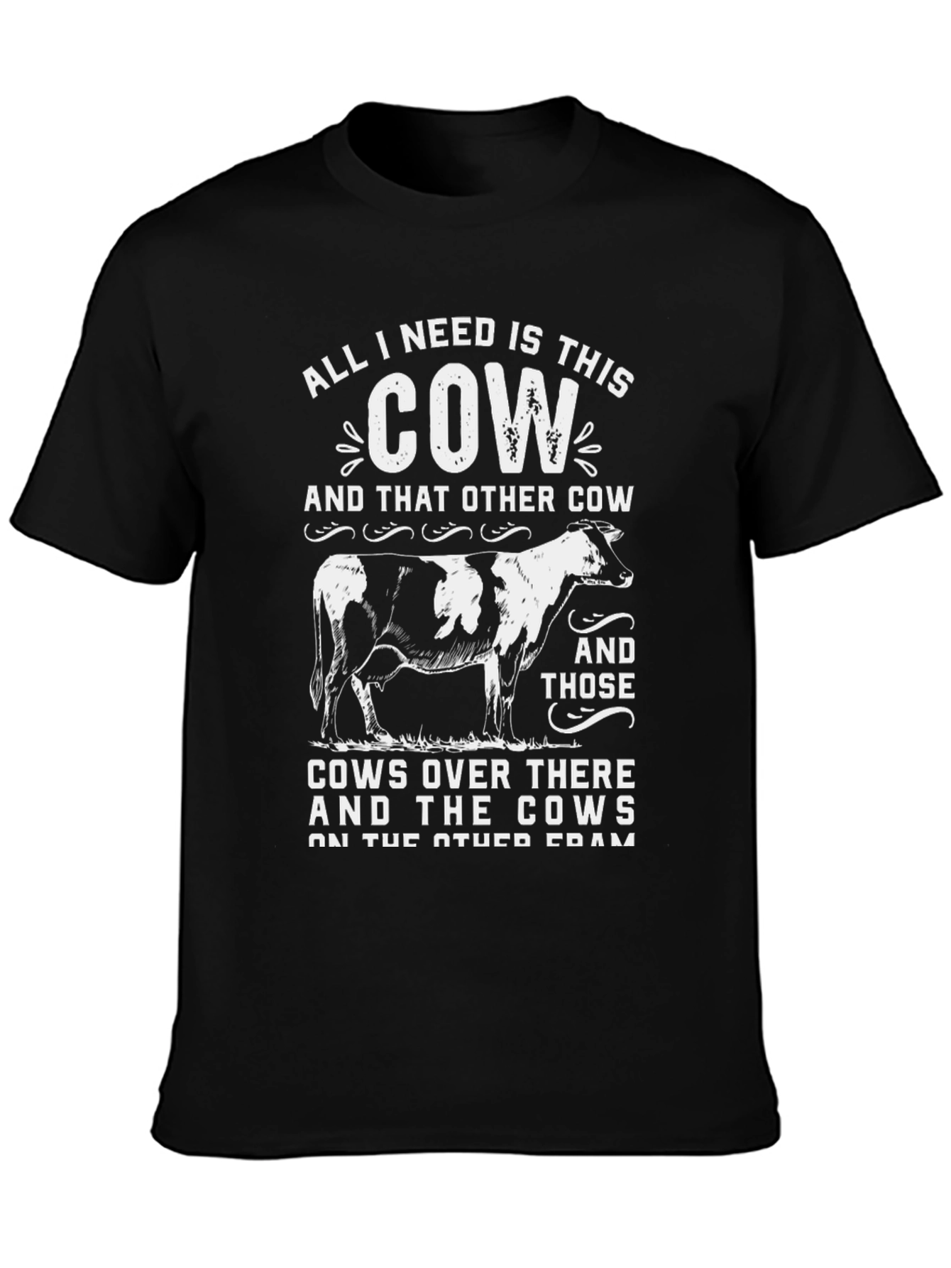 Black Funny Cow Lover Black T-Shirt view 3