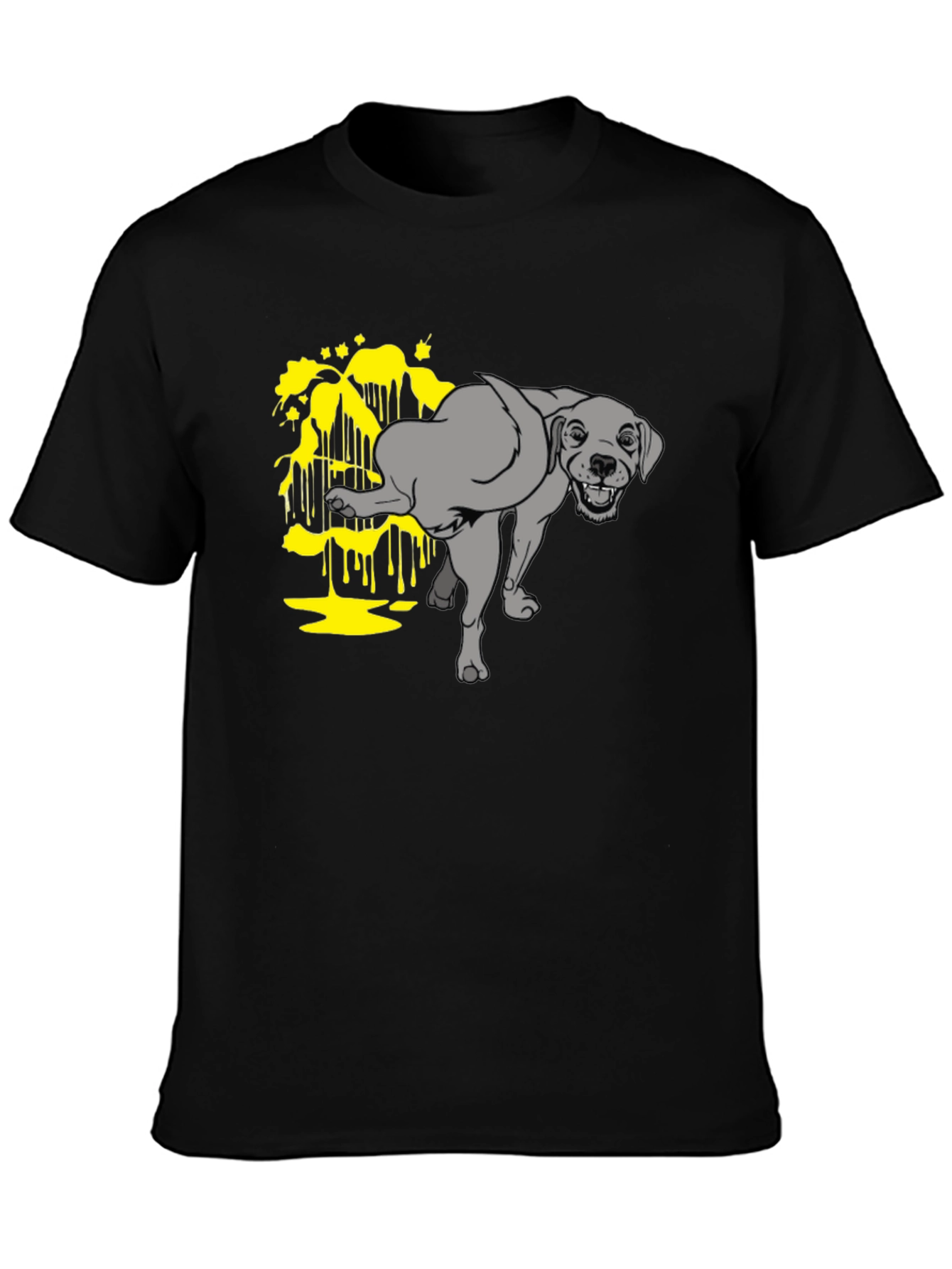 Black Funny Dog Peeing Humor Graphic Black T-Shirt view 3