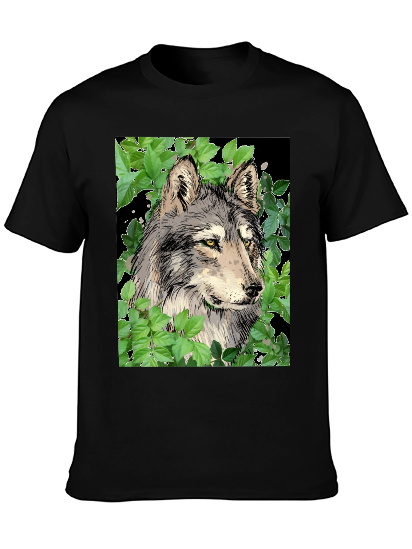Black Wolf Graphic Black T-Shirt view 3