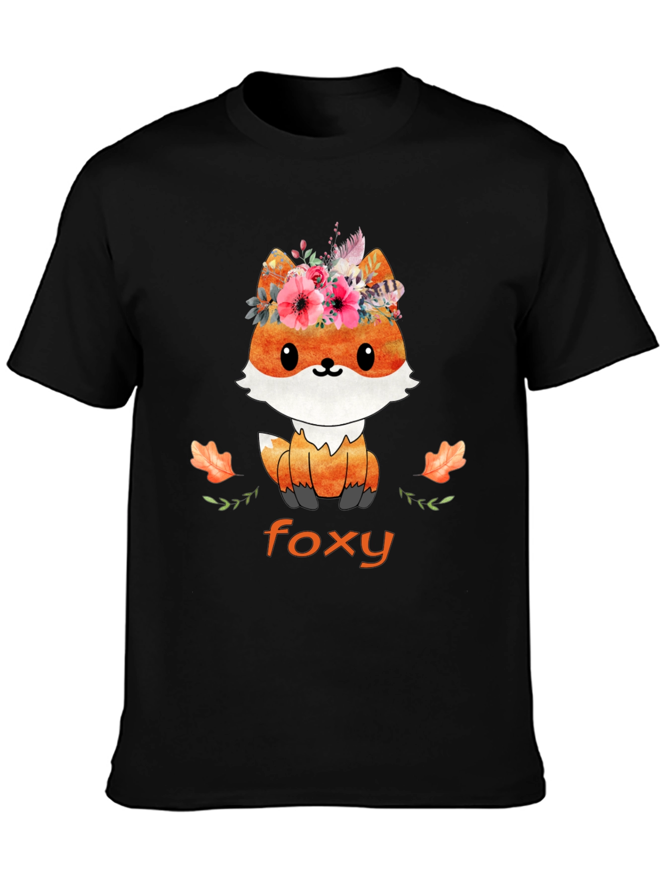 Black Foxy T-Shirt - Cute Animal Graphic Tee view 3