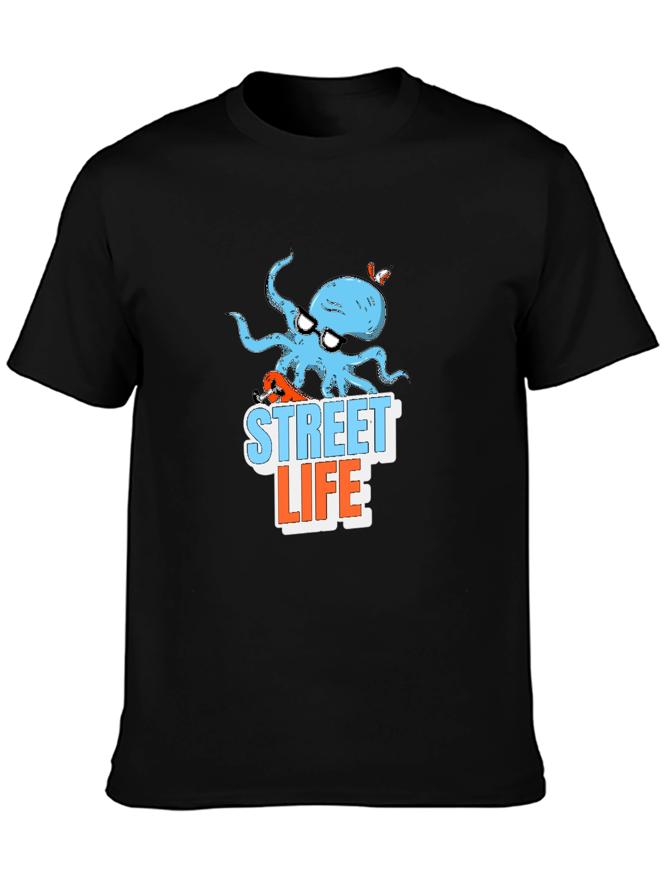 Black Street Life Octopus Graphic T-Shirt view 3