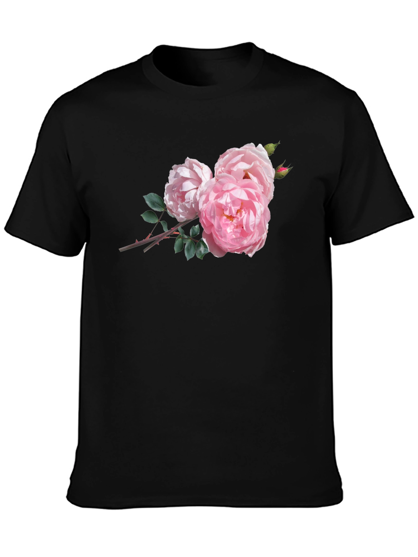 Black Floral Print Crew Neck T-Shirt view 3