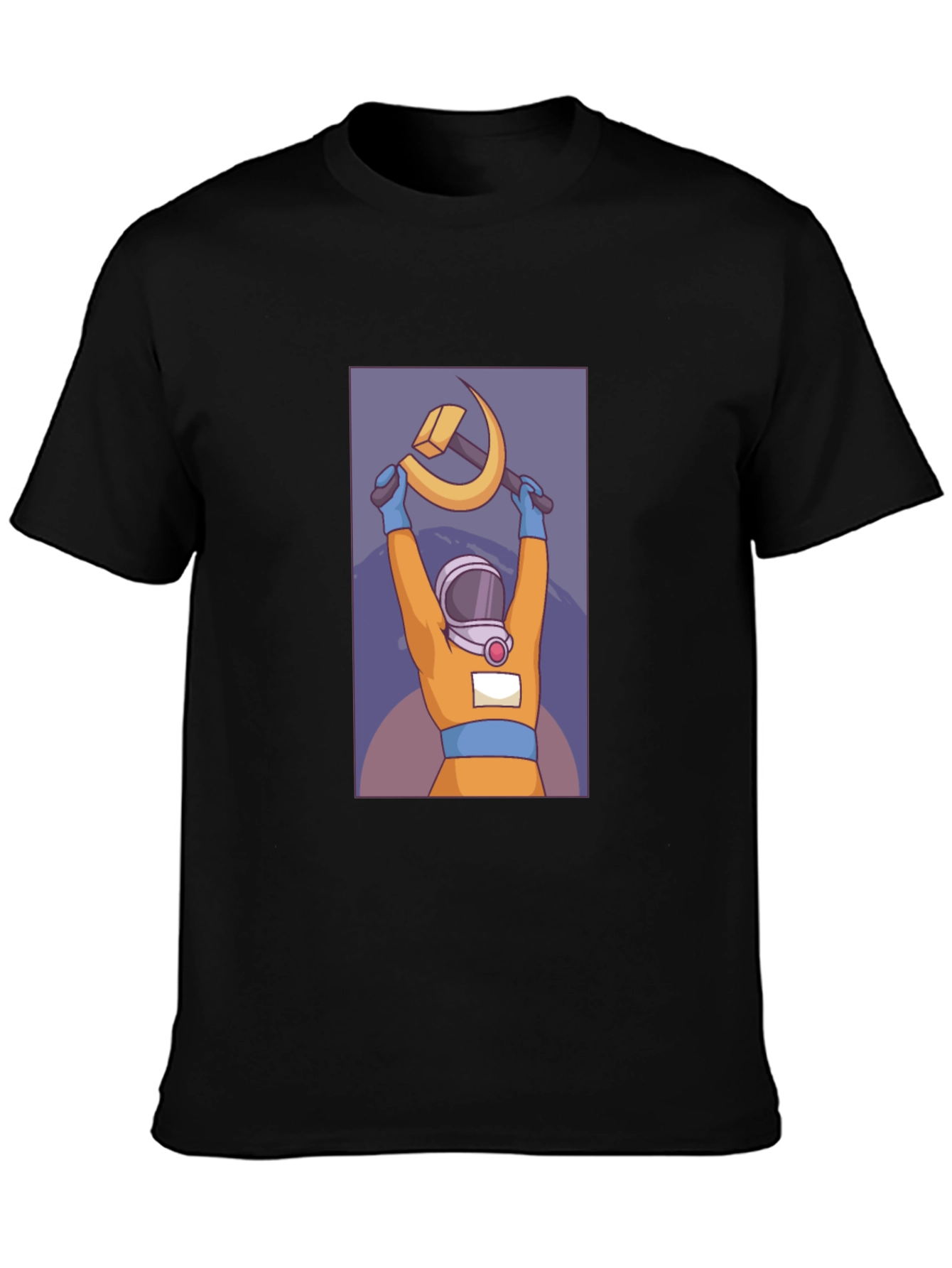 Black Astronaut Hammer & Sickle Graphic T-Shirt view 3