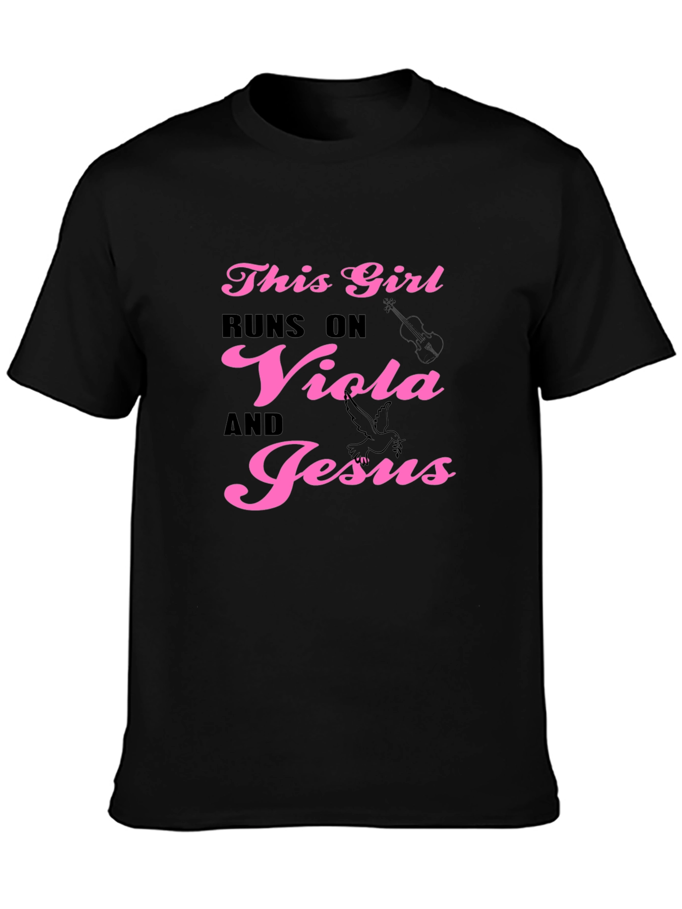 Black This Girl Runs On Viola and Jesus T-Shirt view 3
