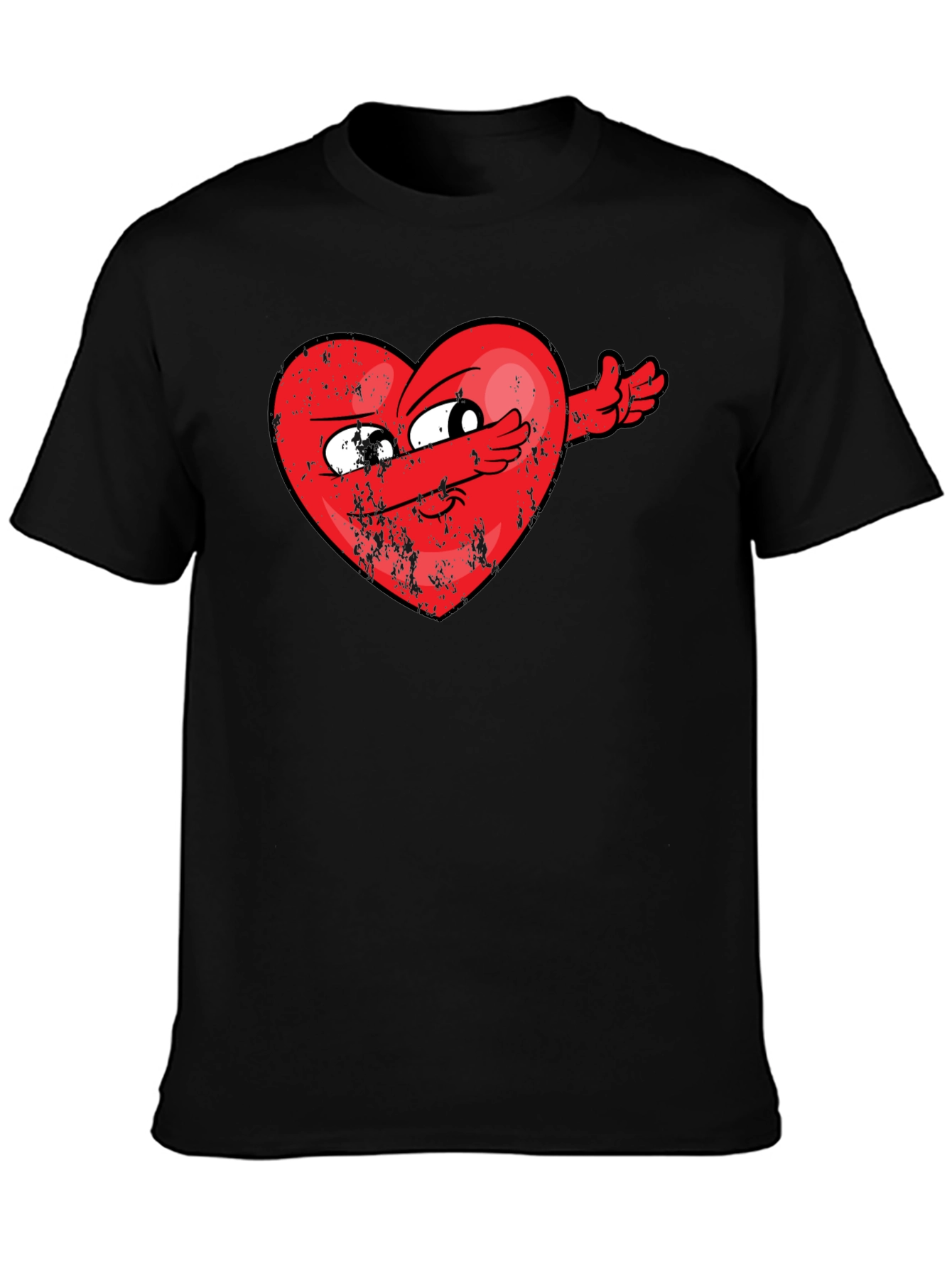 Black Dabbing Heart Graphic Tee - Valentine's Day Humor view 3