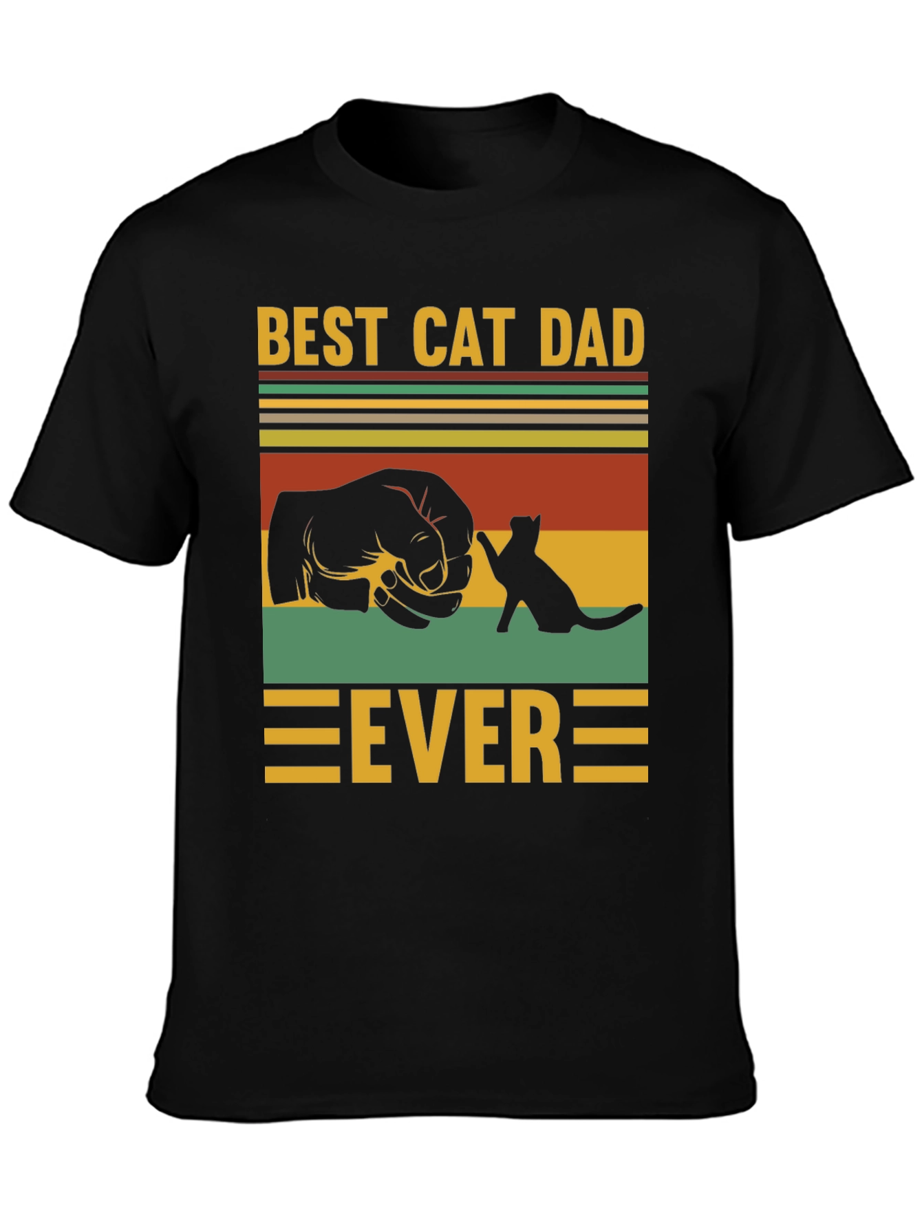 Black Best Cat Dad Ever T-Shirt view 3