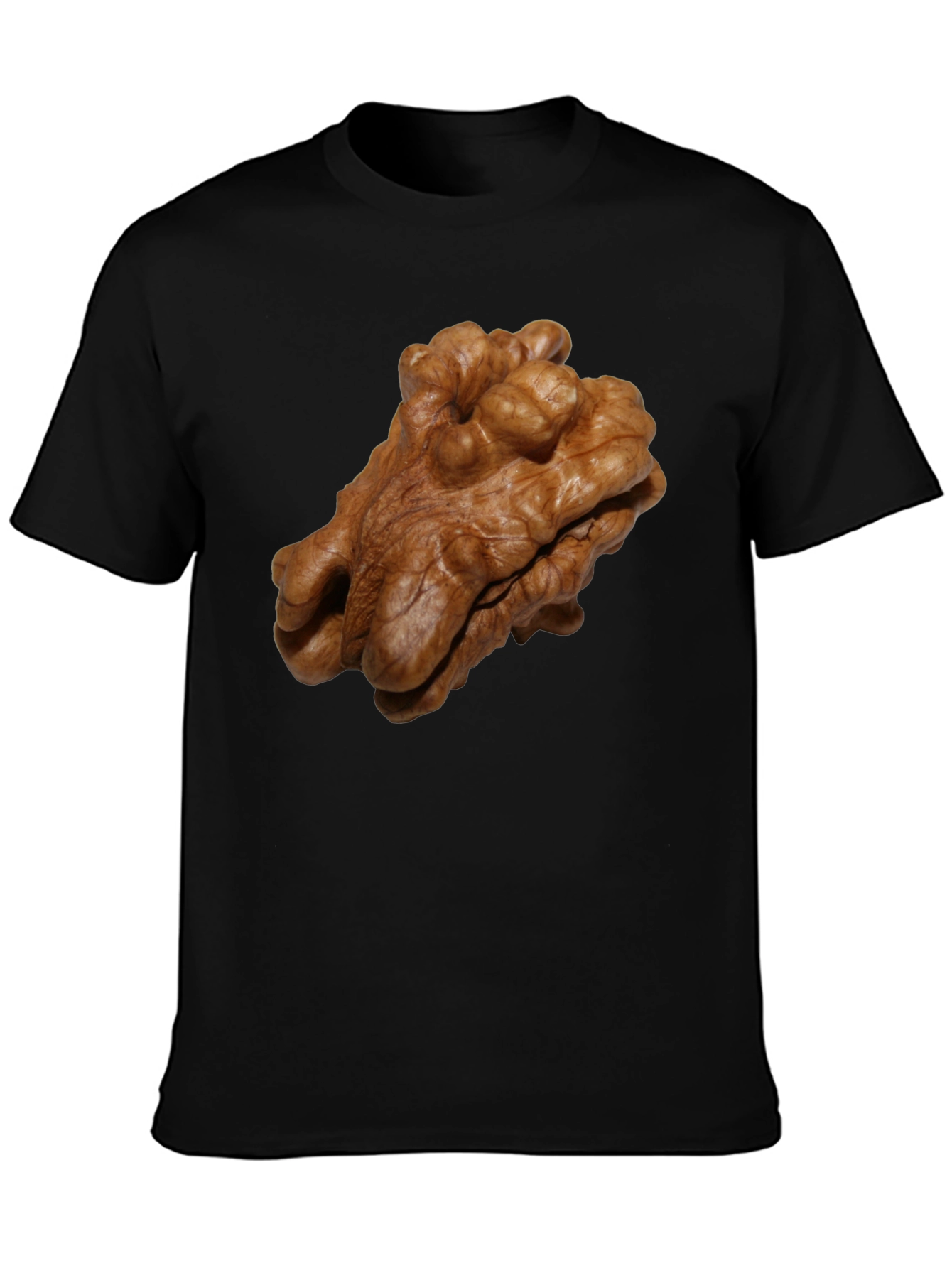 Black Walnut Print Black T-Shirt - Unique Nut Design view 3