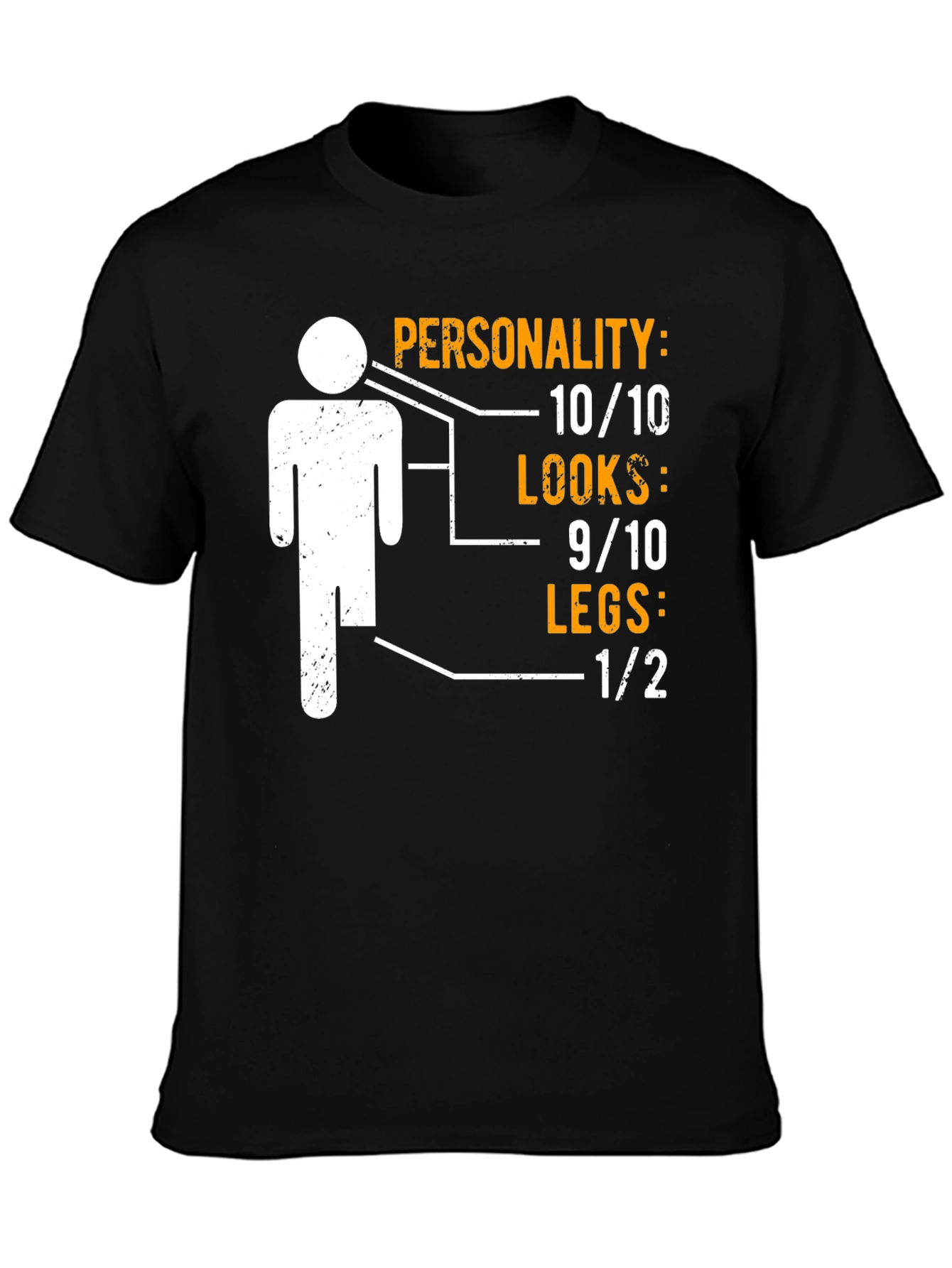 Black Funny One Legged Man Personality Graphic T-Shirt view 3
