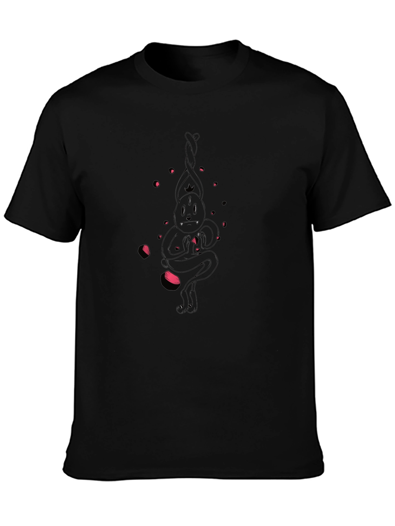 Black Men's Black T-Shirt with Graphic Design view 3