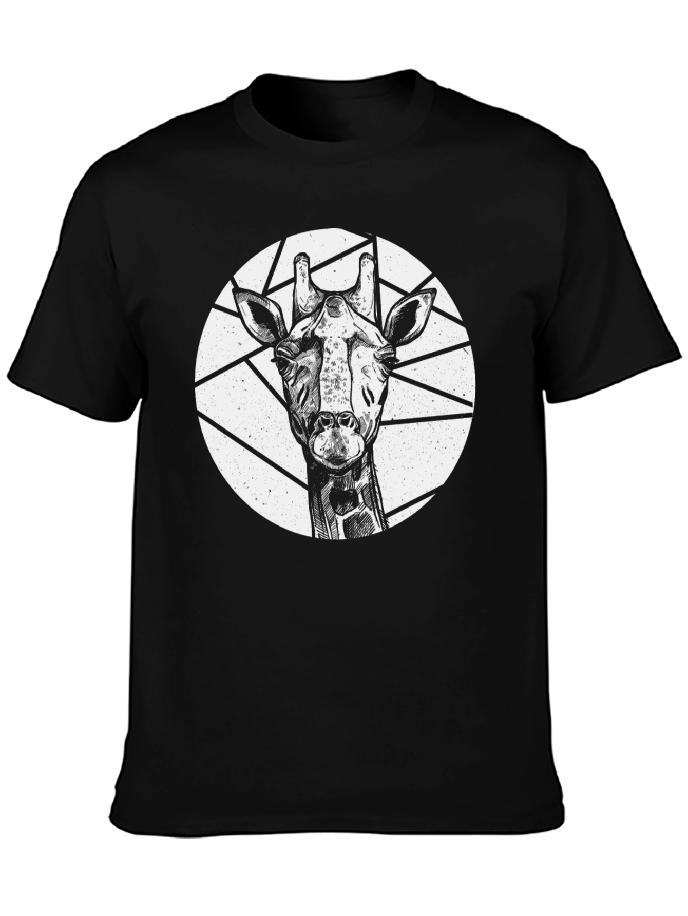 Black Giraffe Graphic Tee - Unique Black Shirt view 3