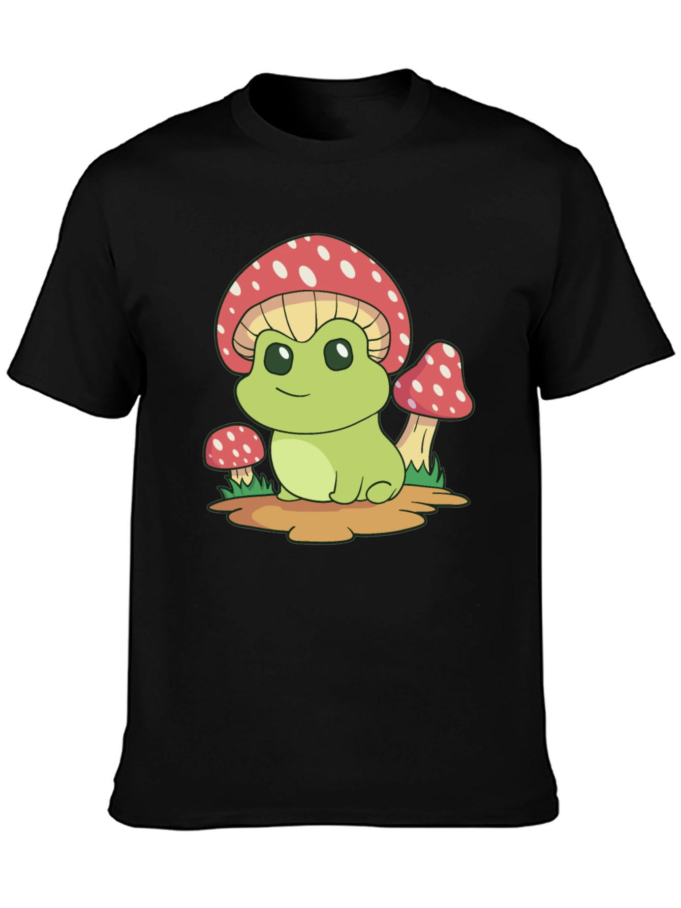 Black Frog Mushroom Graphic Tee - Black Cotton Blend view 3