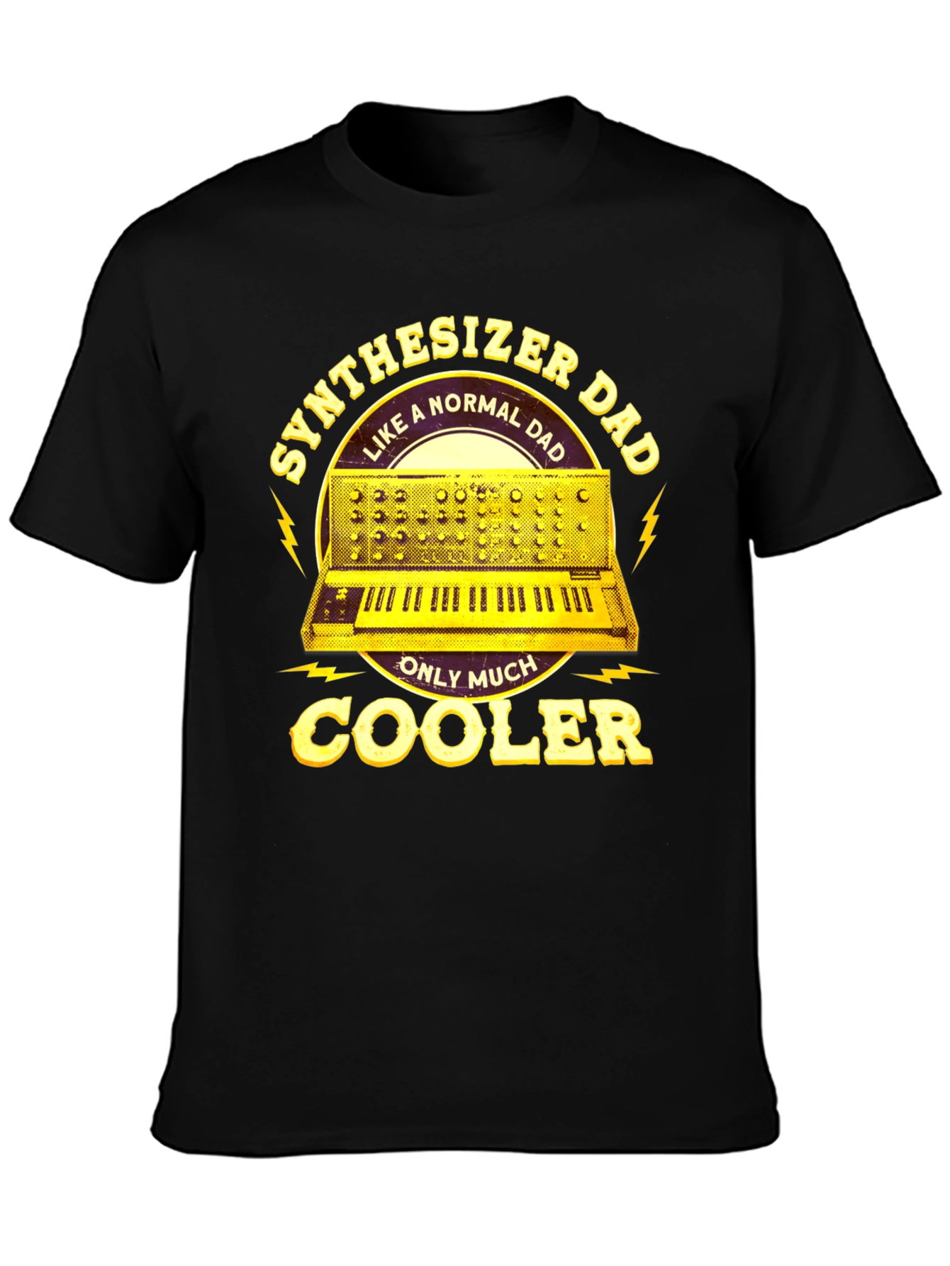 Black Synthesizer Dad T-Shirt - Musician Father Gift view 3