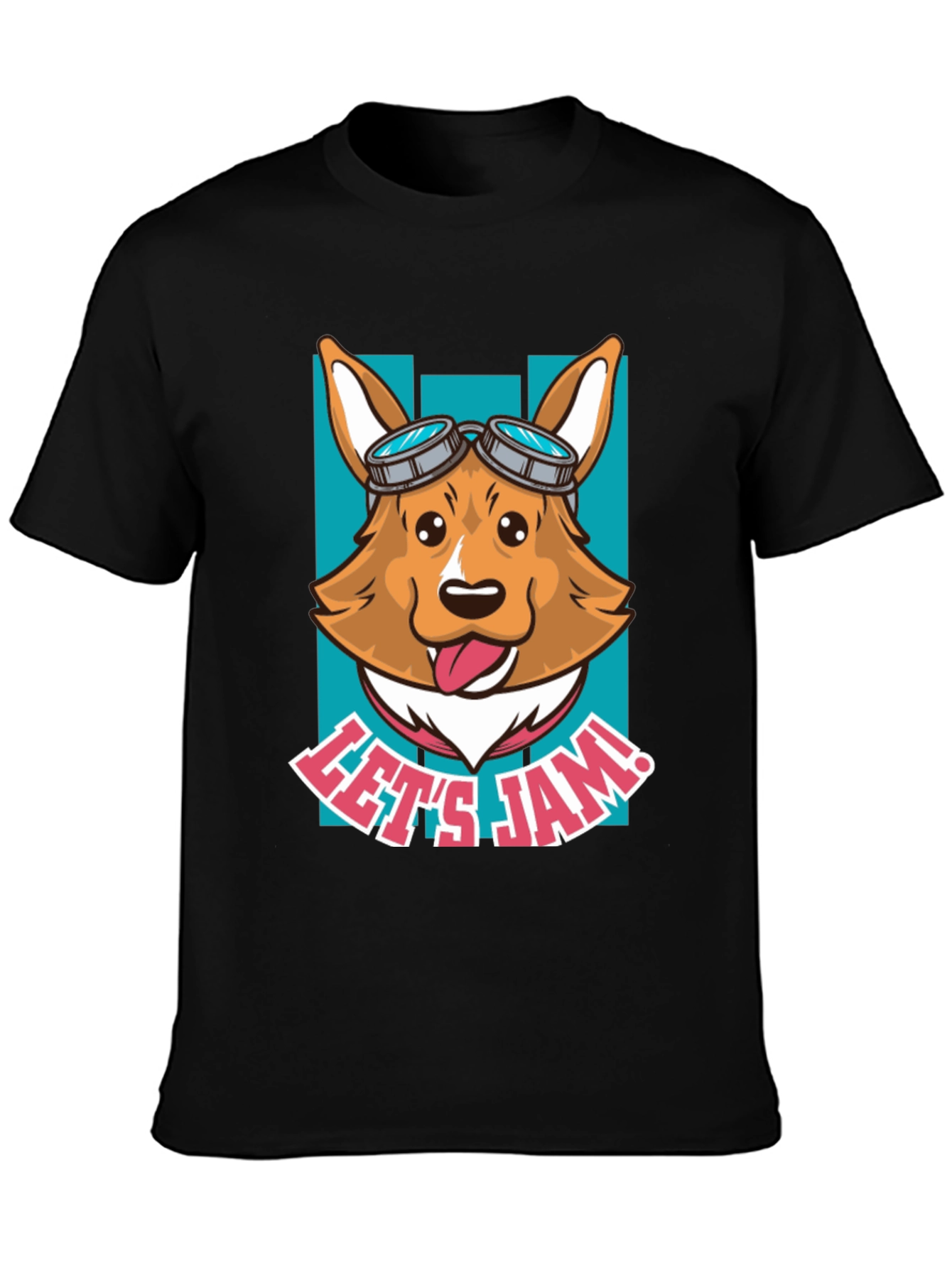 Black Let's Jam Corgi T-Shirt - Funny Dog Tee view 3
