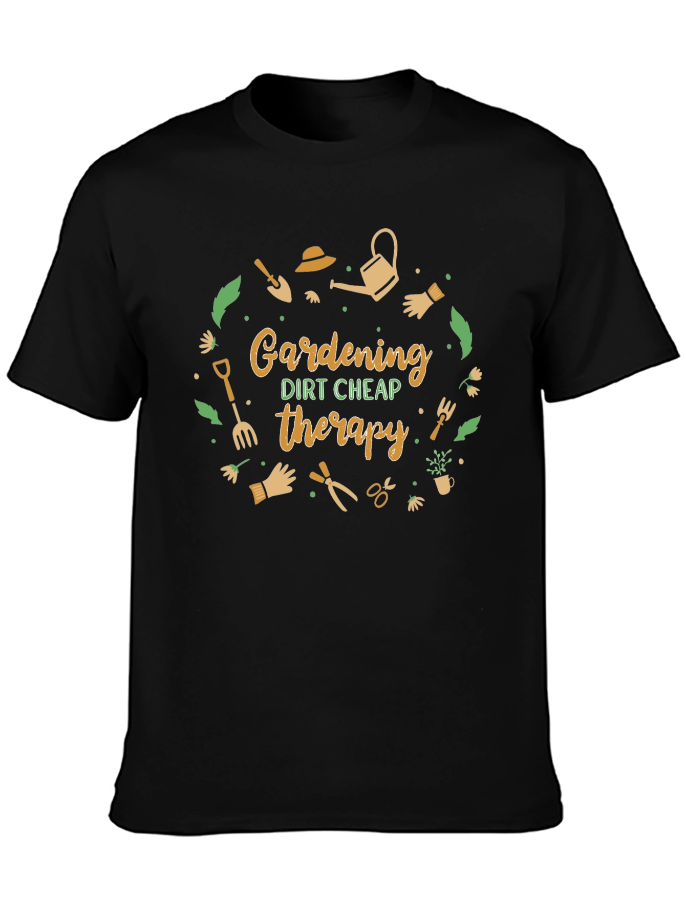 Black Gardening Therapy Graphic Tee view 3