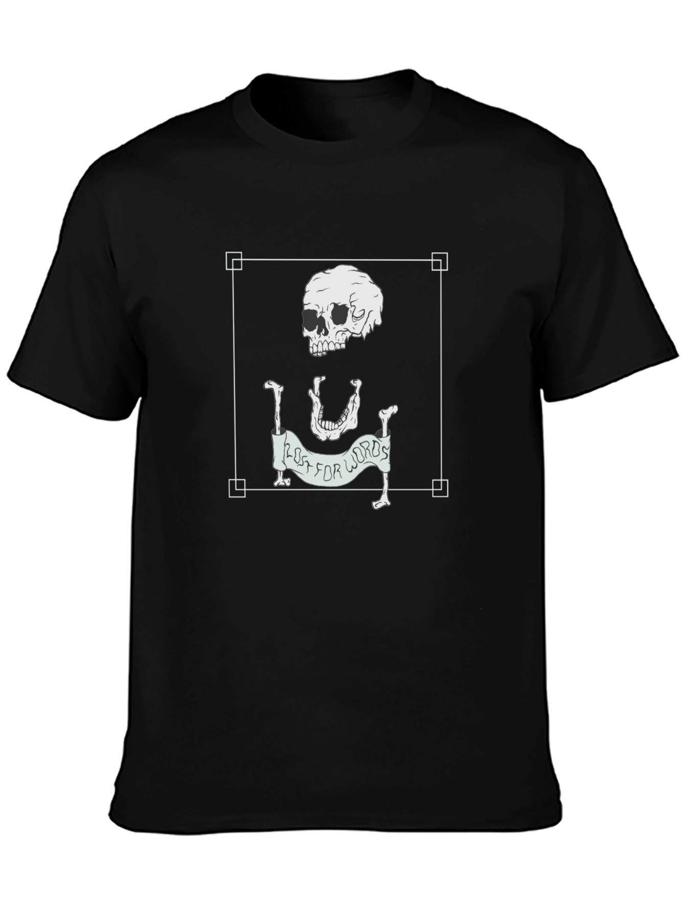 Black Lost for Words Skeleton Graphic Tee - Black view 3