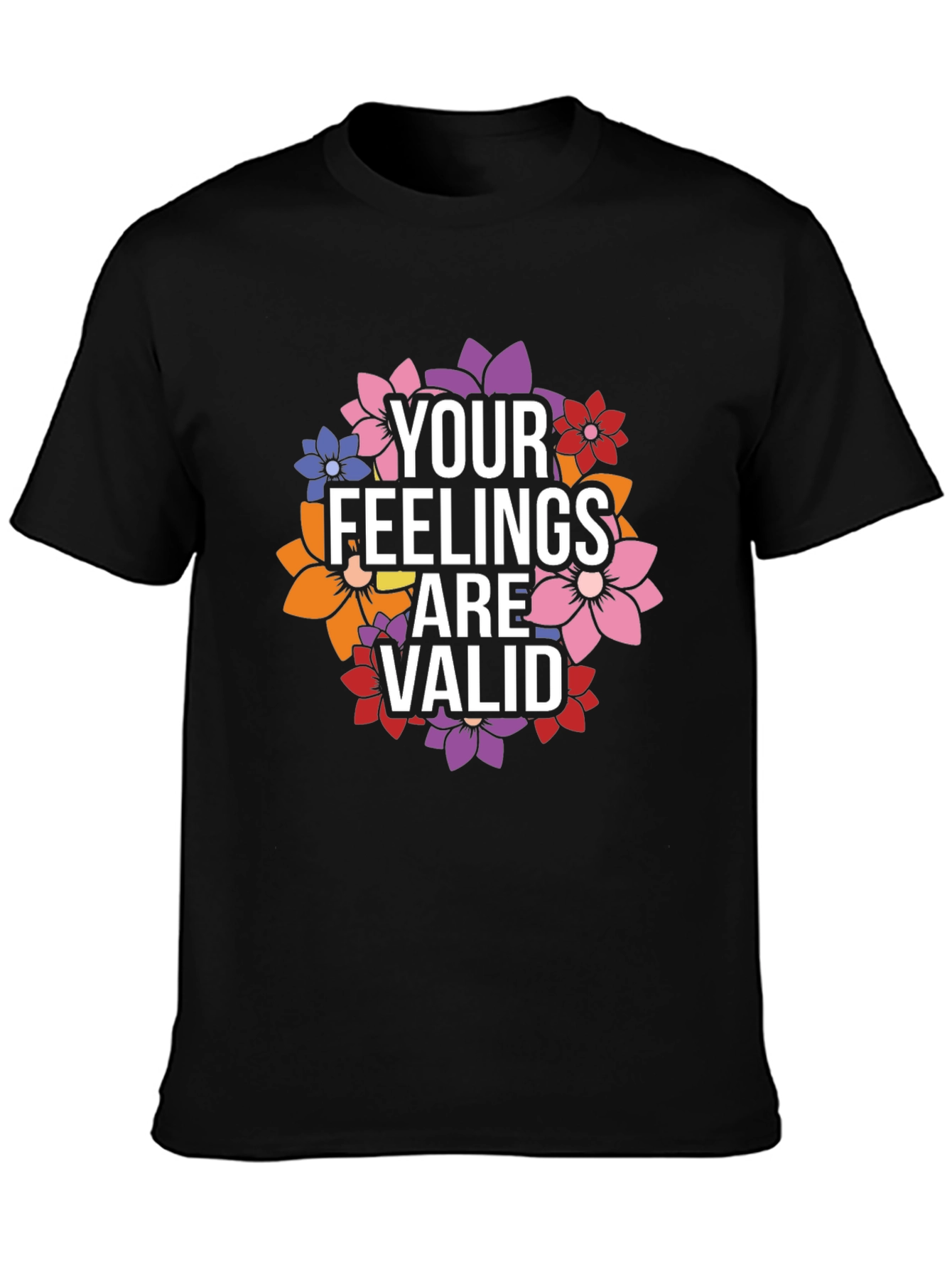 Black Feelings Valid Floral Black Graphic Tee view 3