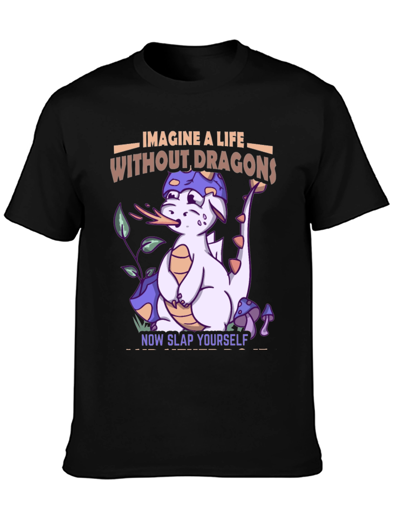 Black Imagine a Life Without Dragons T-Shirt view 3