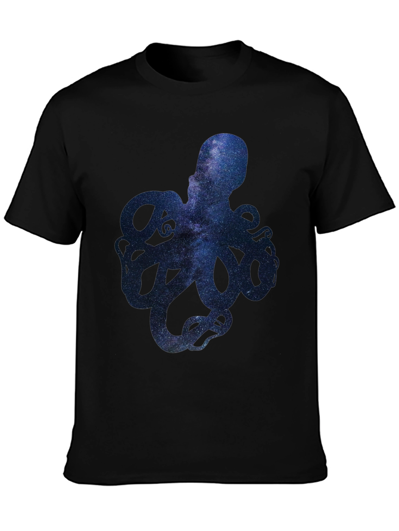 Black Galaxy Octopus Graphic Print Men's T-Shirt view 3
