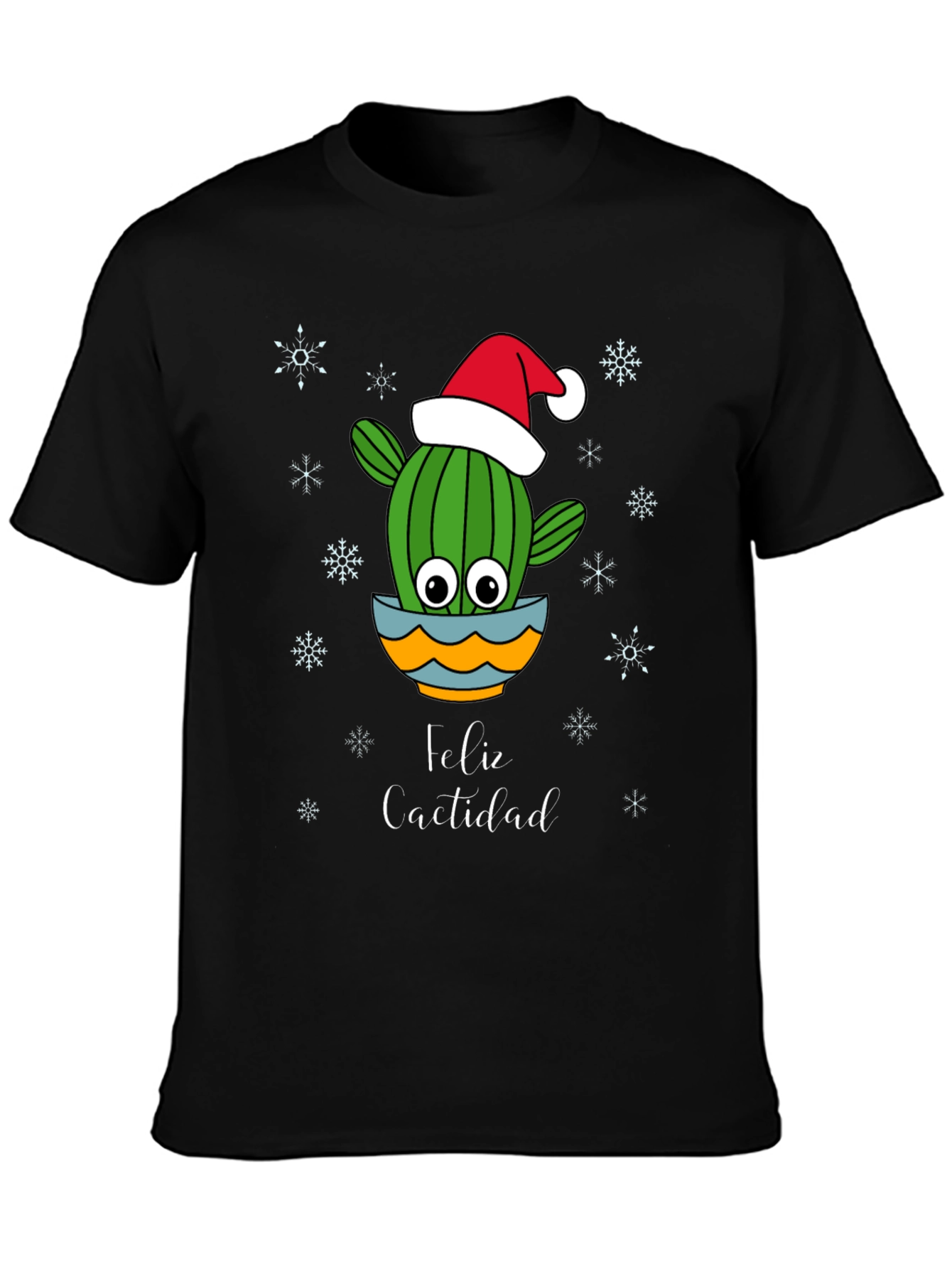 Black Feliz Cactidad Cactus Christmas Holiday Shirt view 3