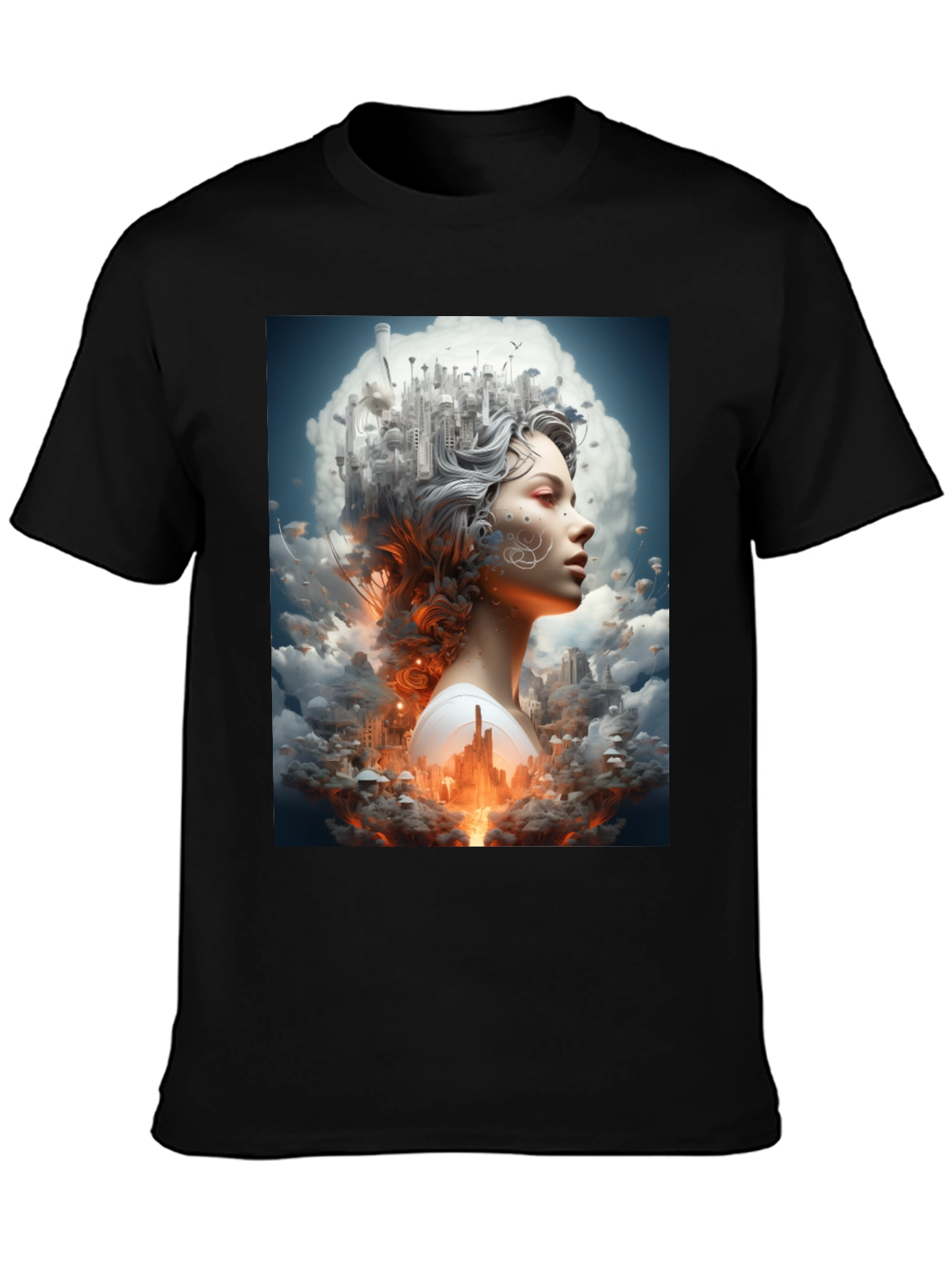 Black Artistic Cityscape Woman Black T-Shirt view 3