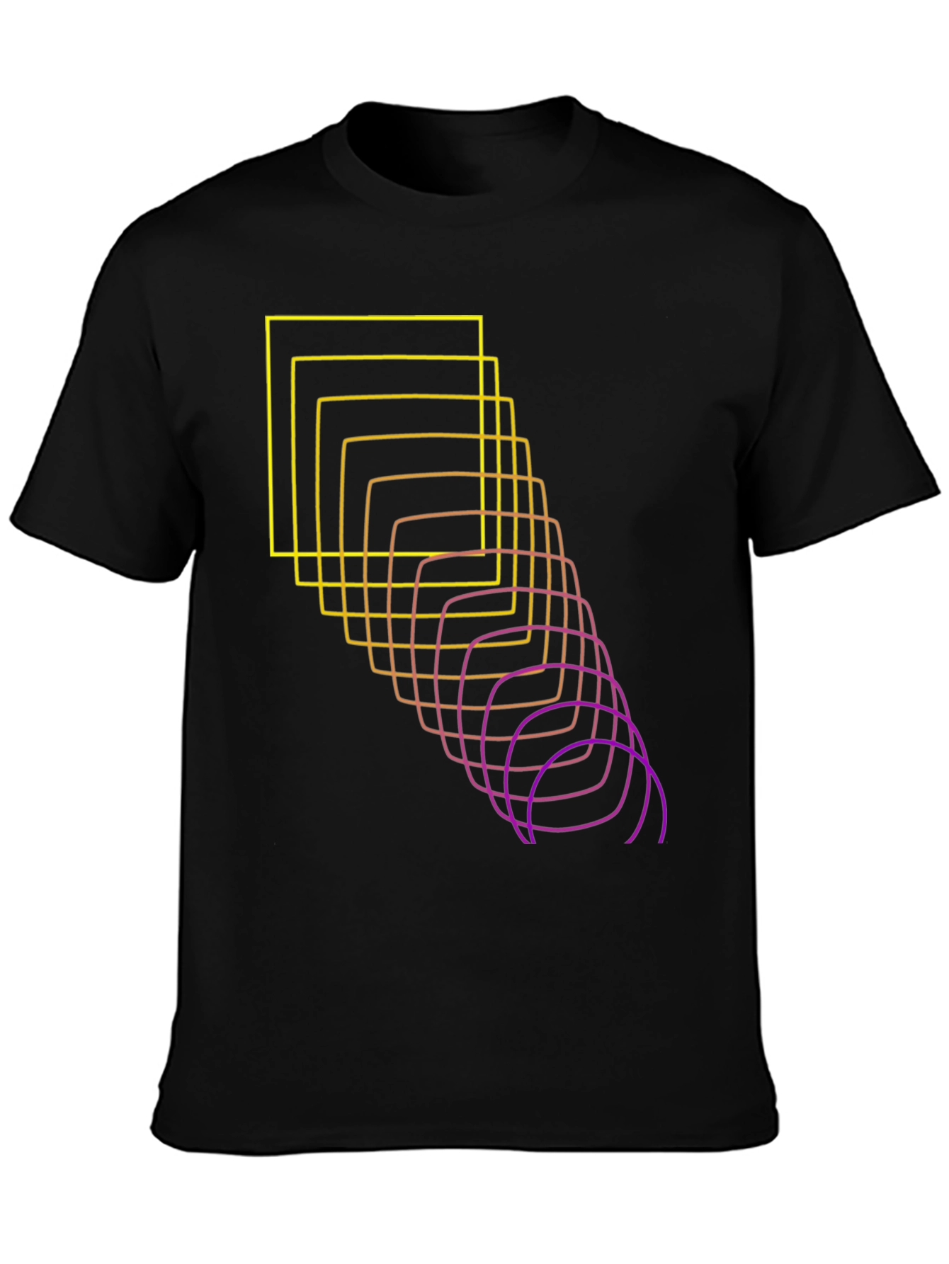 Black Abstract Squares Graphic Tee - Black view 3