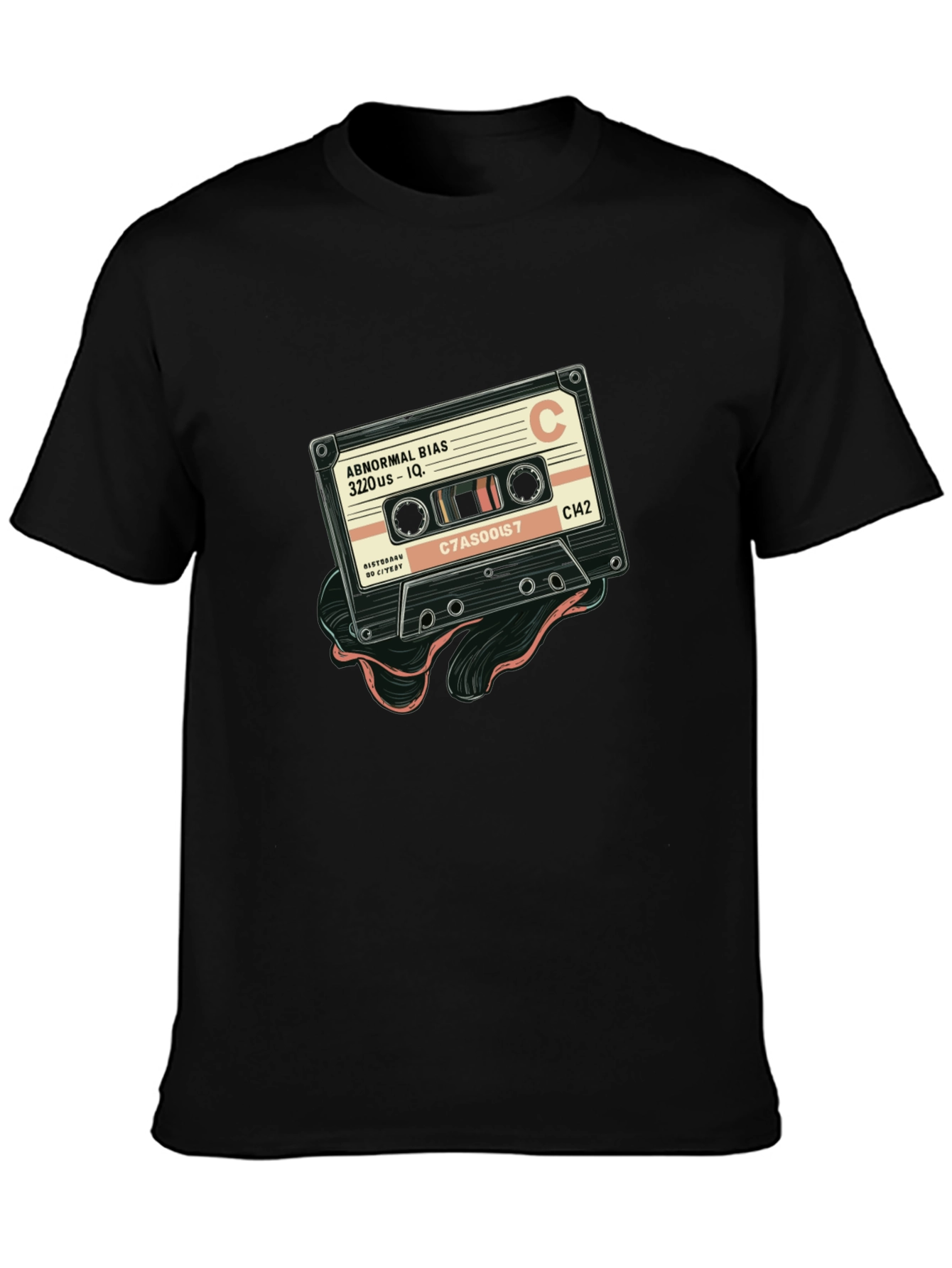 Black Retro Cassette Tape Graphic T-Shirt view 3