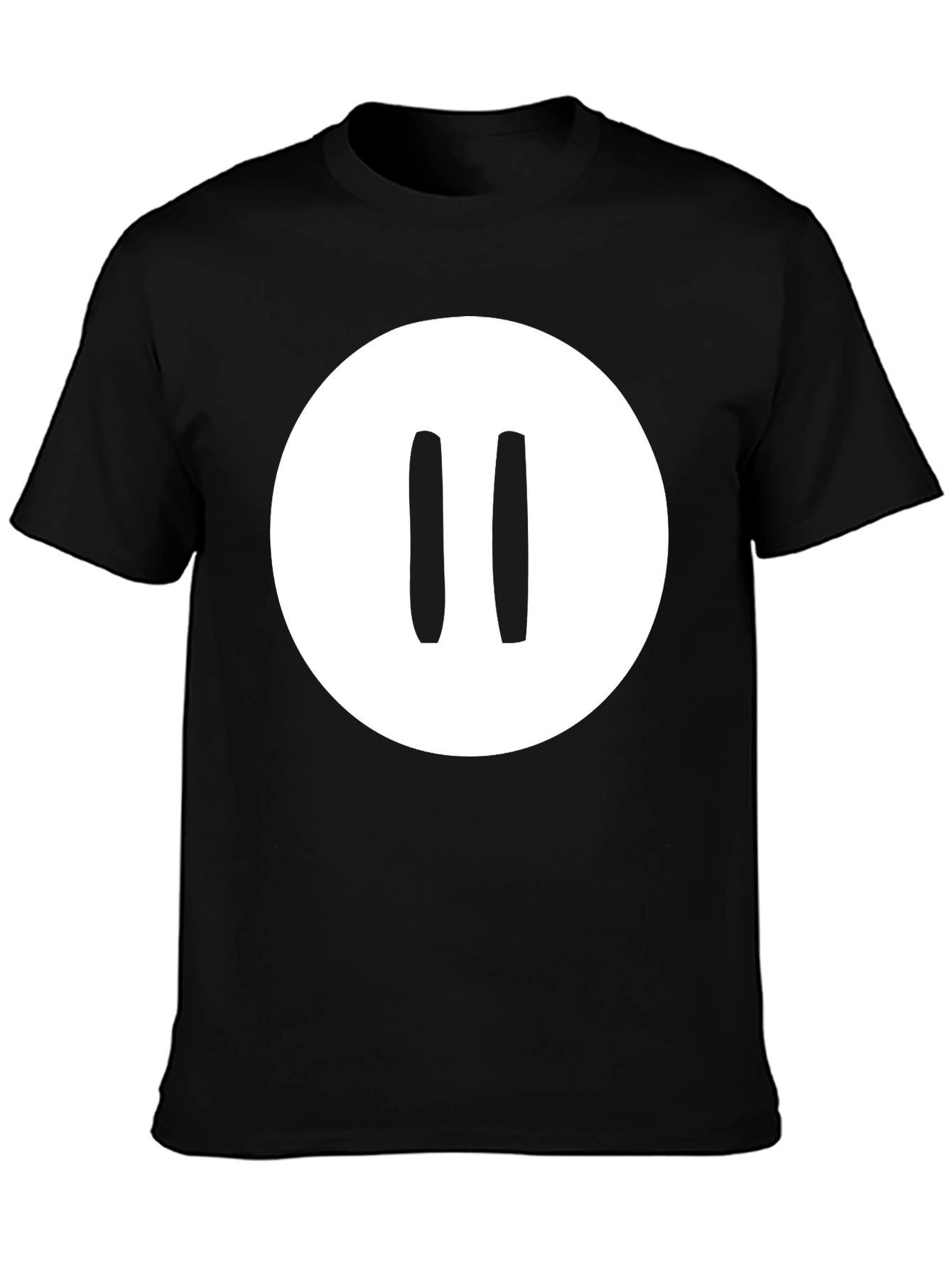 Black Pause Button Graphic Tee - Black Casual Shirt view 3