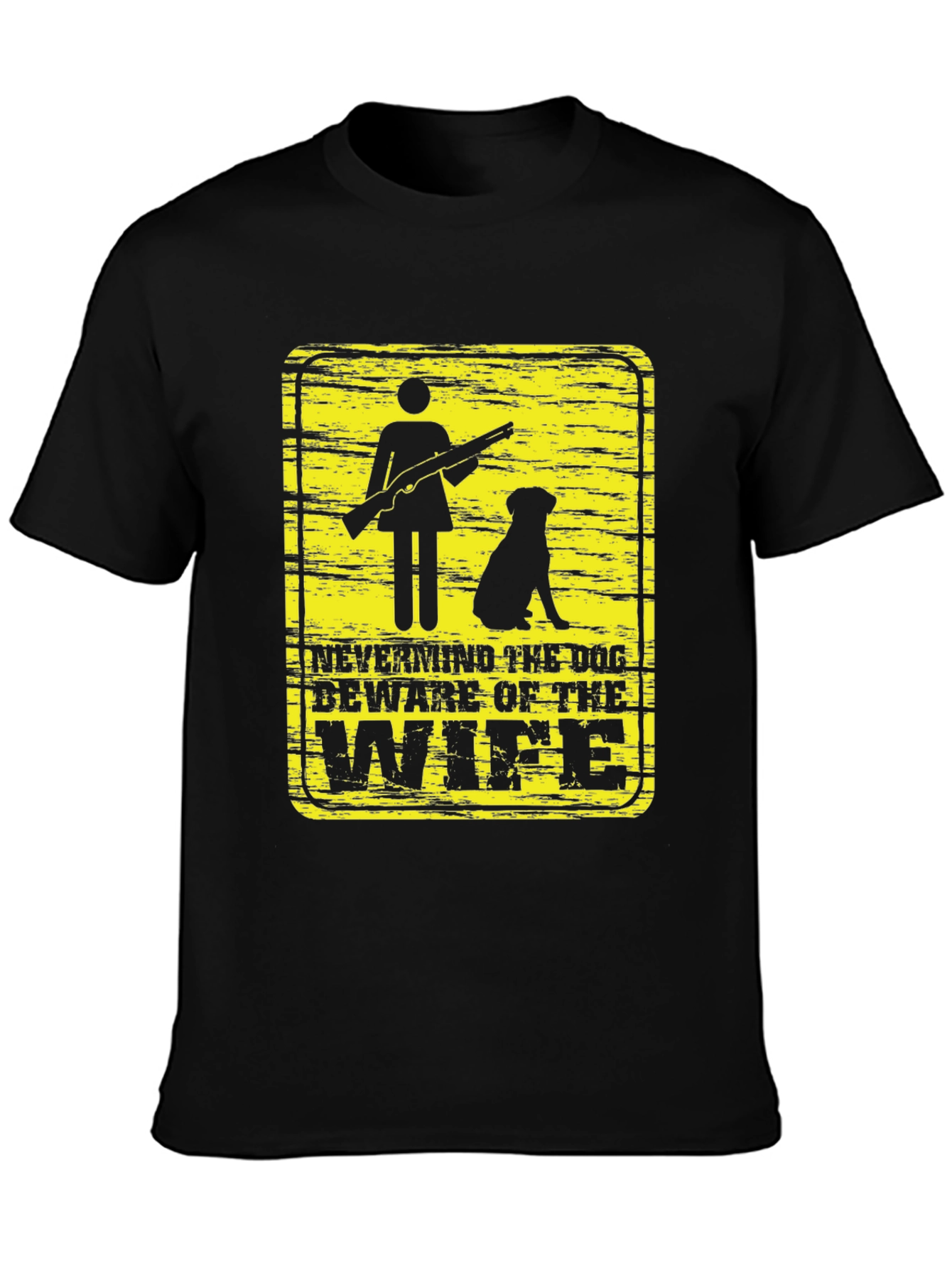 Black Beware of Wife Funny Graphic T-Shirt view 3