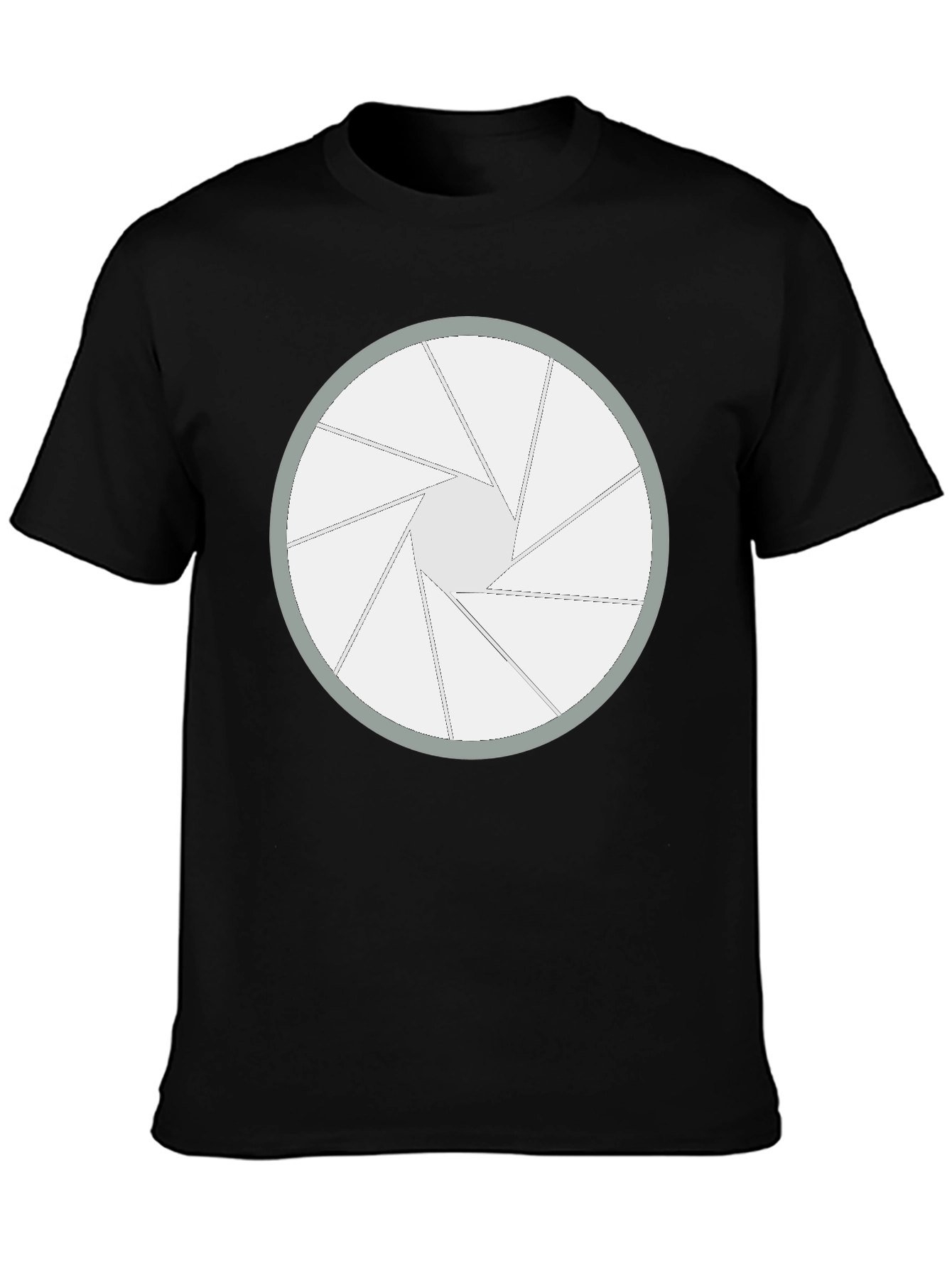 Black Aperture Blade Graphic Tee - Camera Shutter Design view 3