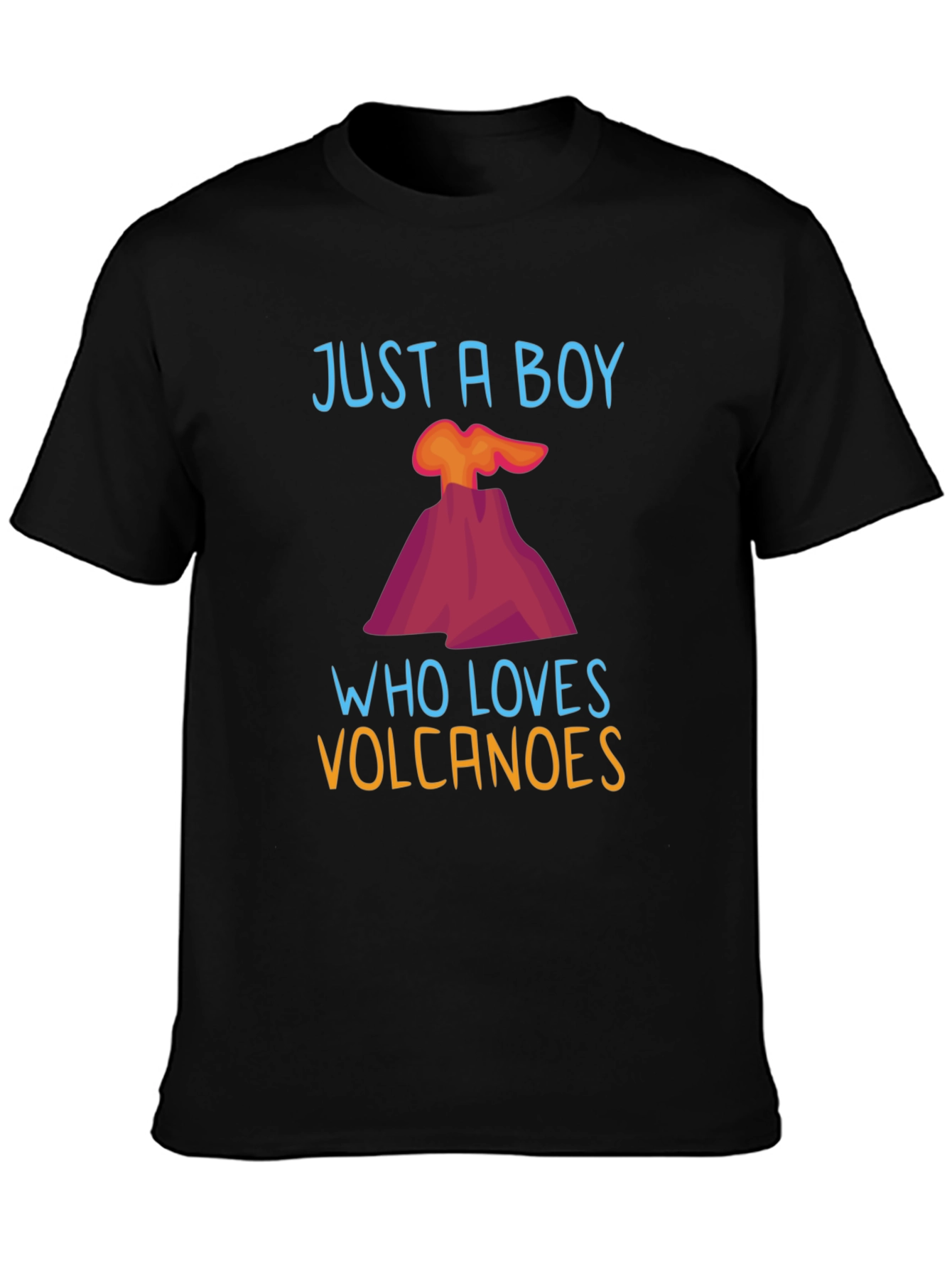 Black Volcano Lover Graphic Tee - Just a Boy Who Loves Volcanoes T-Shirt view 3