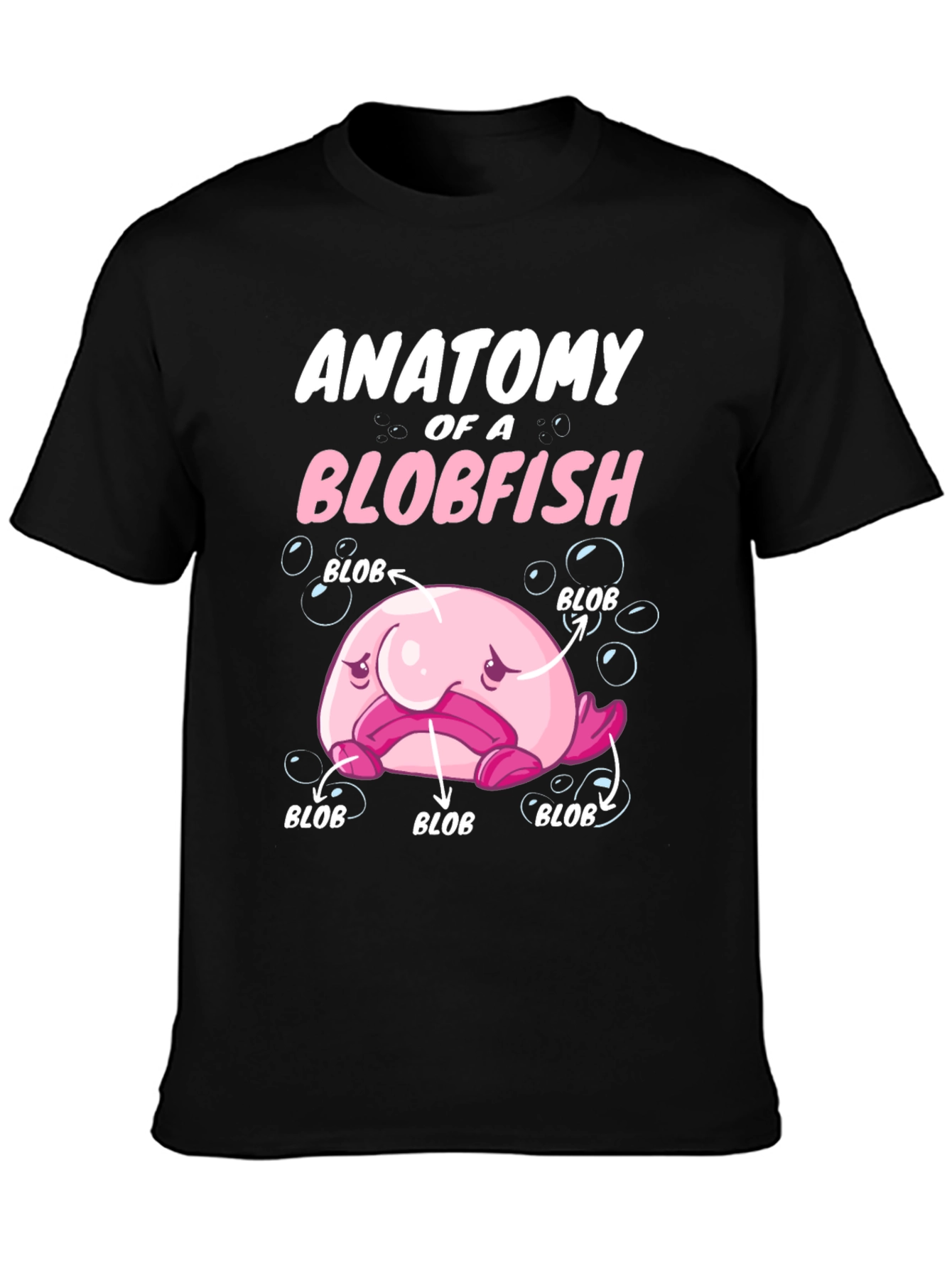 Black Anatomy of a Blobfish Graphic T-Shirt view 3